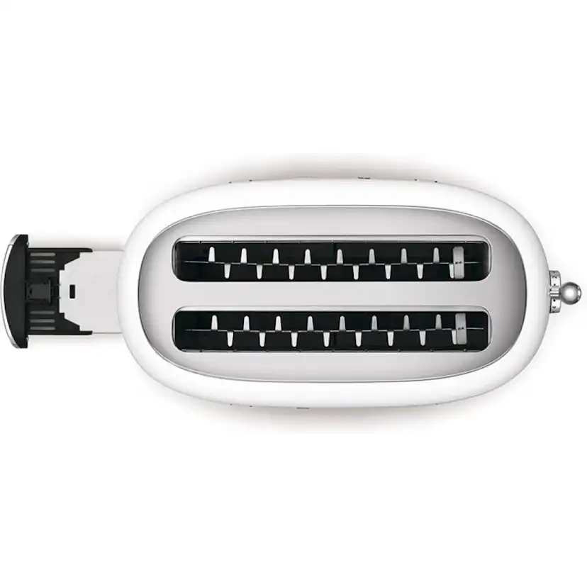 Brødrister Smeg TSF02WHEU Hvit 50-talls Retro Design med Ekstra Brede Spor