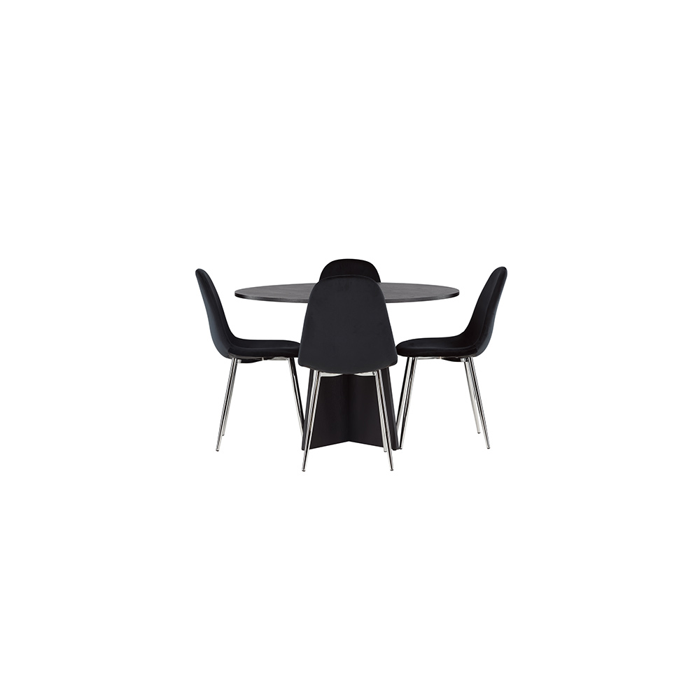 Spisegruppe Venture Home Bootcut Ø110 cm med 4 stk Polar Stoler