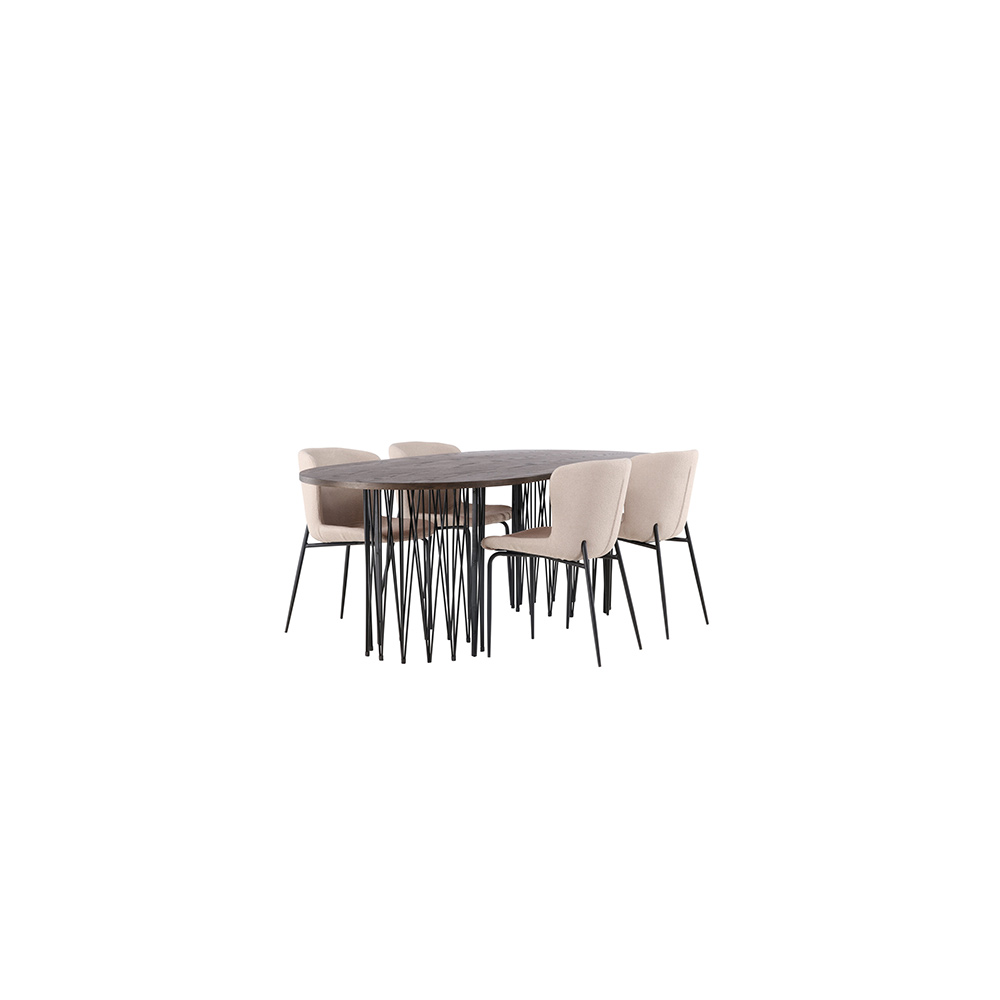 Spisegruppe Venture Home Stone med 4 Modesto Stoler