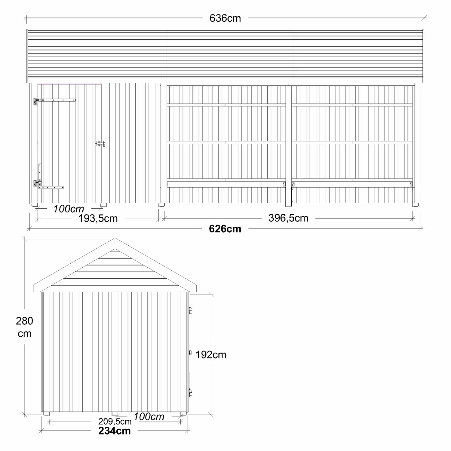Utebod PLUS Classic Multi Hagehus 3 Moduler Enkeldør Åpen 14,5m2
