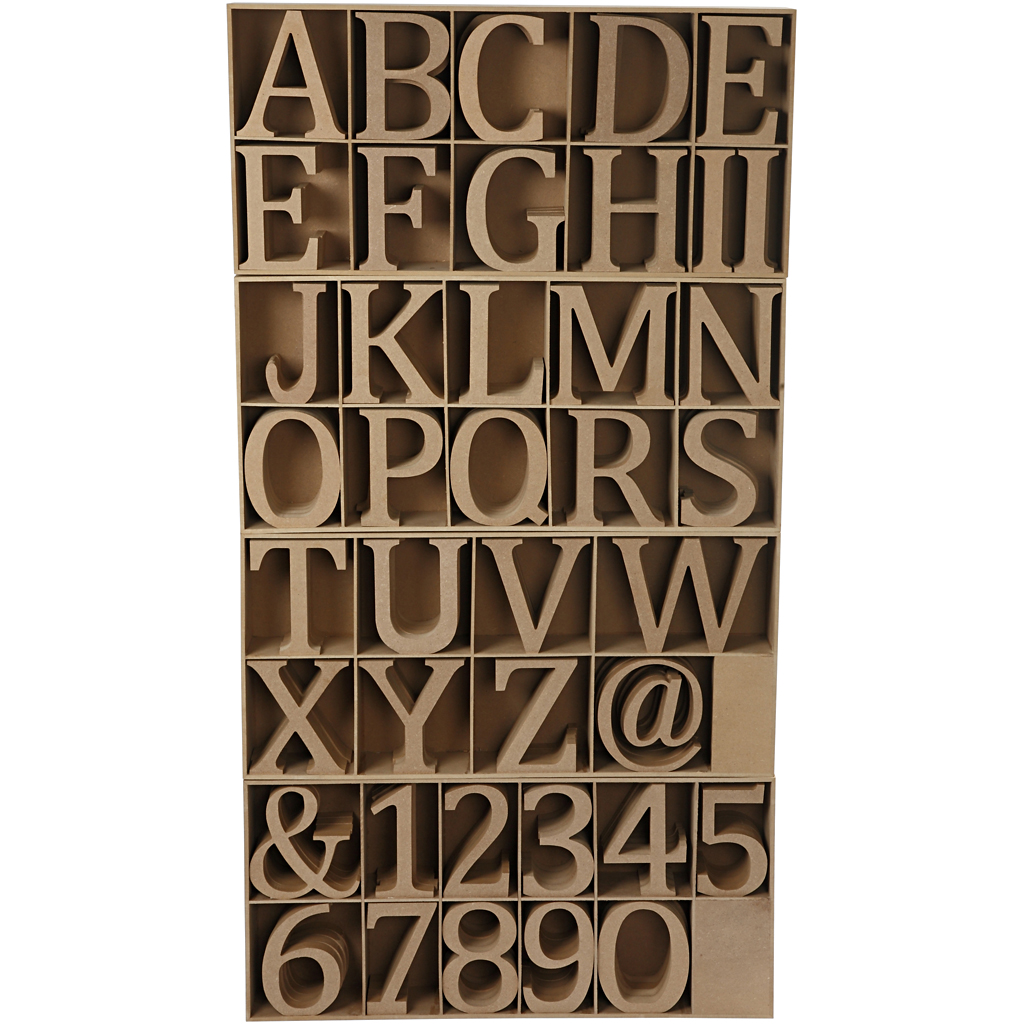 Bokstaver Creativ Company også Sifre Og Symboler Av Tre 13 cm Tykkelse 2 cm 160 stk/1 Pk