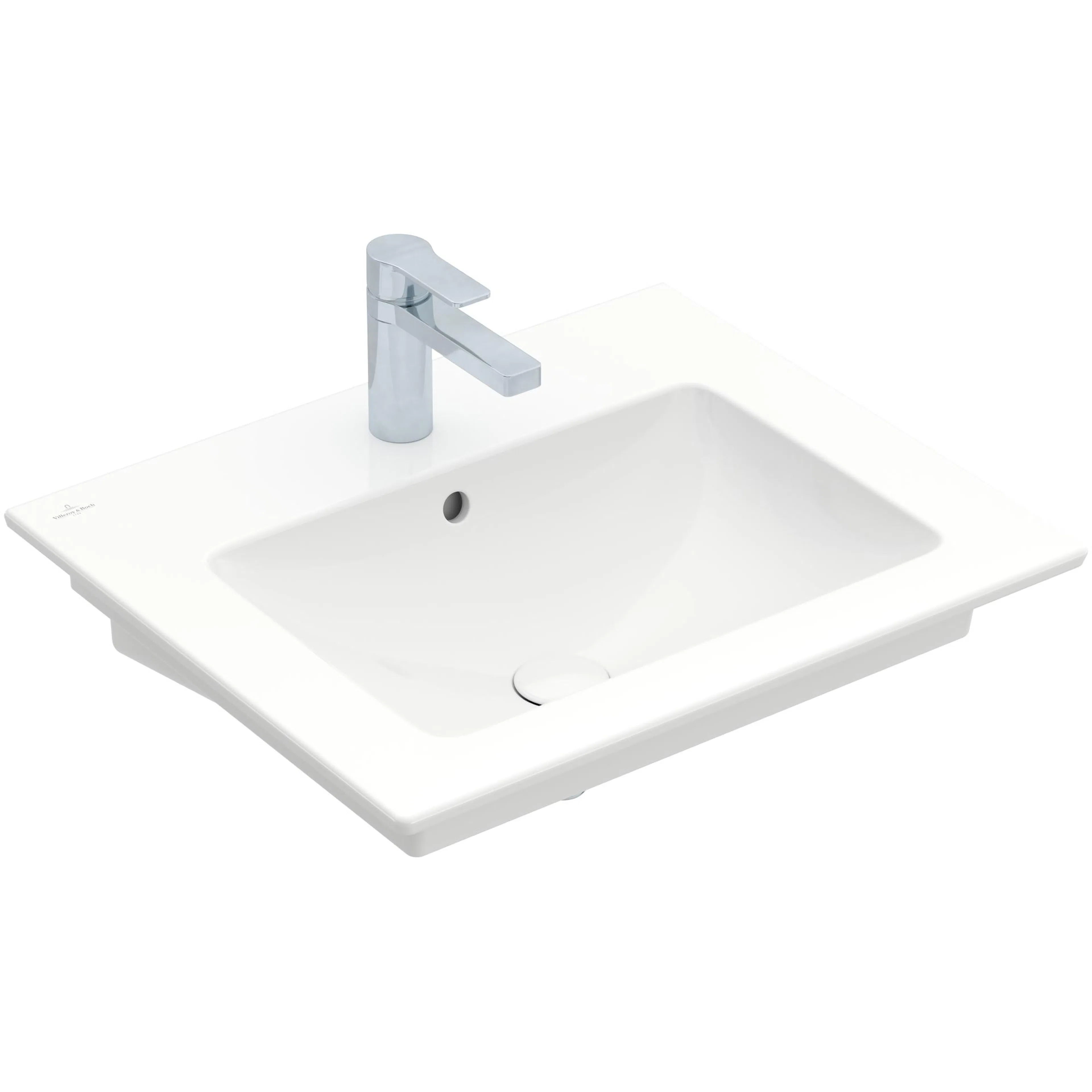 Tvättställ villeroy & Boch Venticello 4124G6R1 Vit Alpin CeramicPlus, Med Bräddavlopp, 600 mm, Med Blandarhål, för Trehålsblandare, Undersida: Polerad