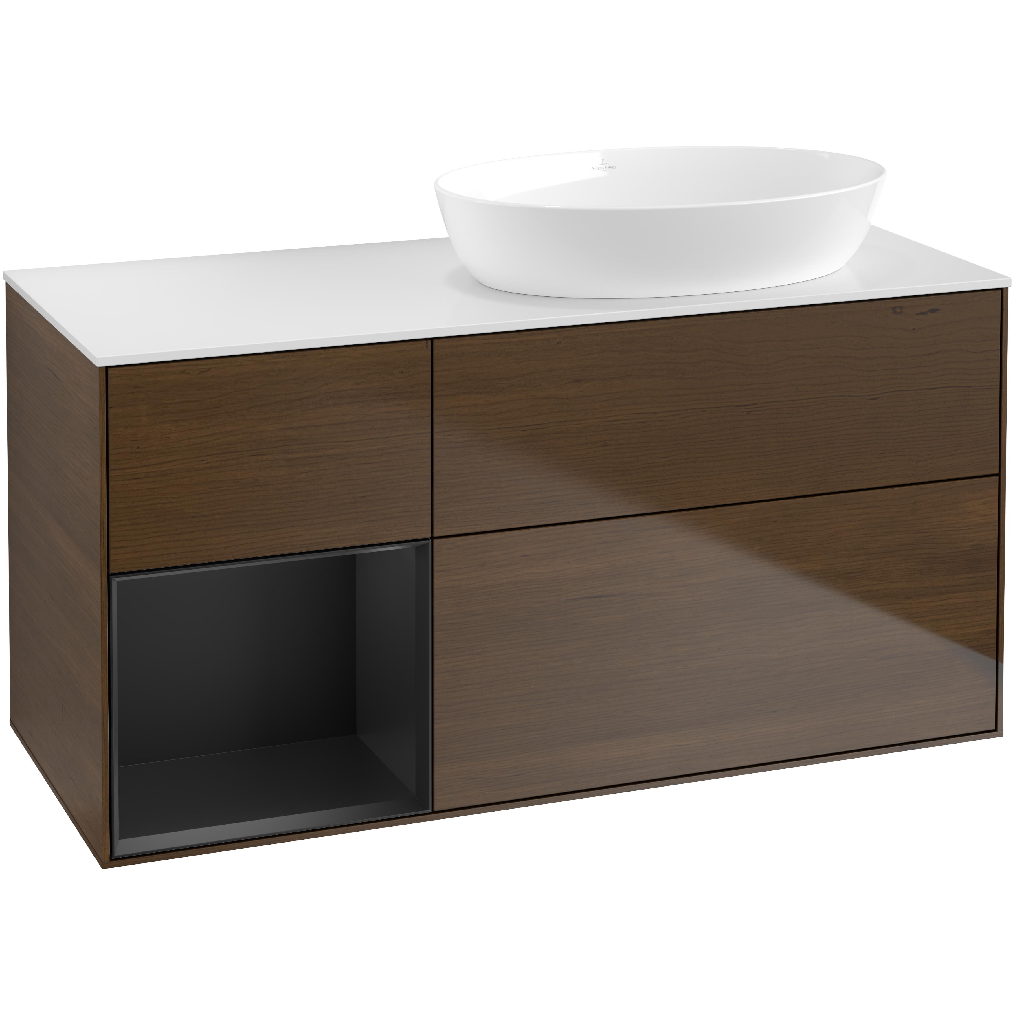 Tvättställsskåp Villeroy & Boch Finion med 3 Lådor Hylla och Bänkskiva för Ocentrerat Tvättställ från Artis & Collaro