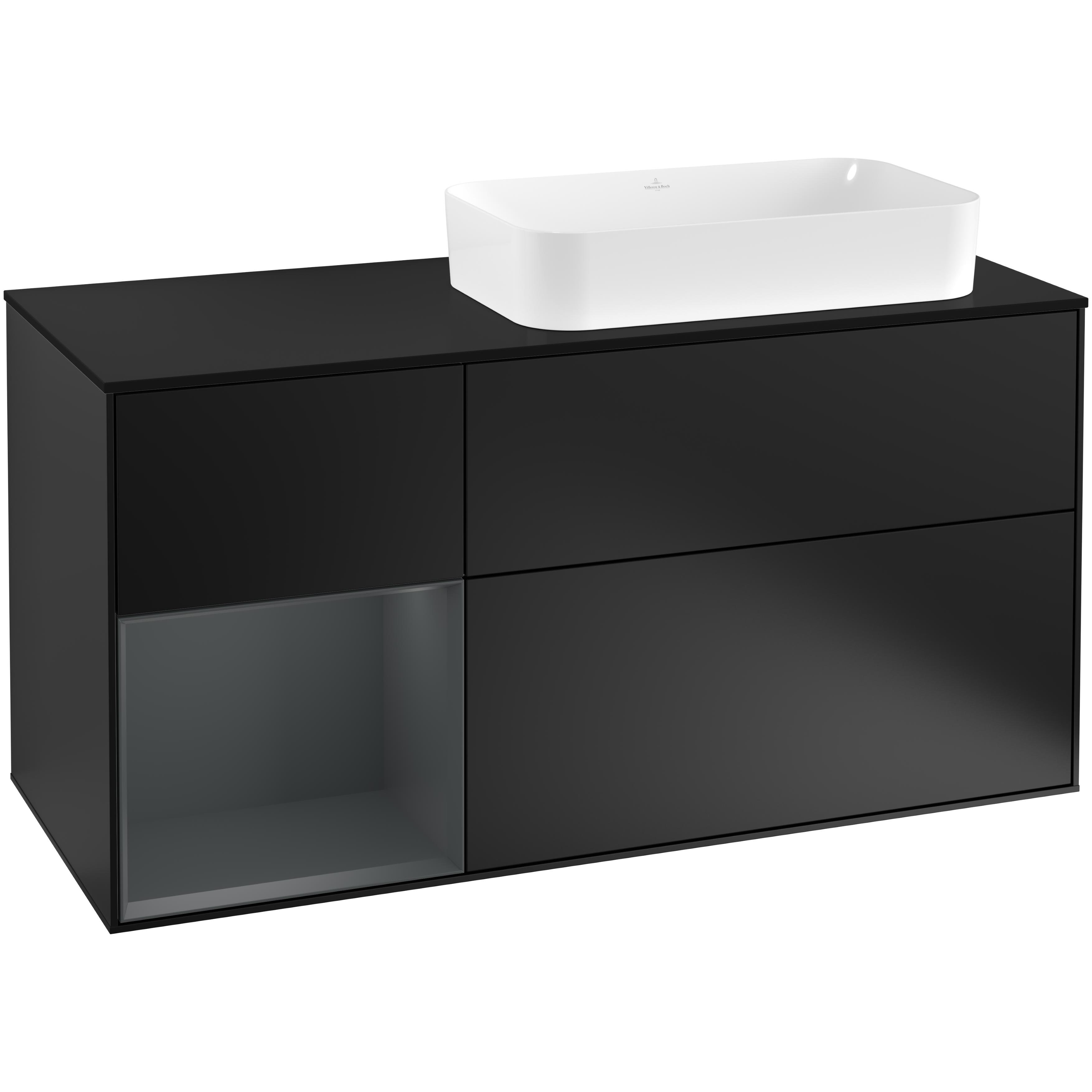 Tvättställsskåp Villeroy & Boch Finion med 3 Lådor Hylla och Bänkskiva för Ocentrerat Fristående Tvättställ