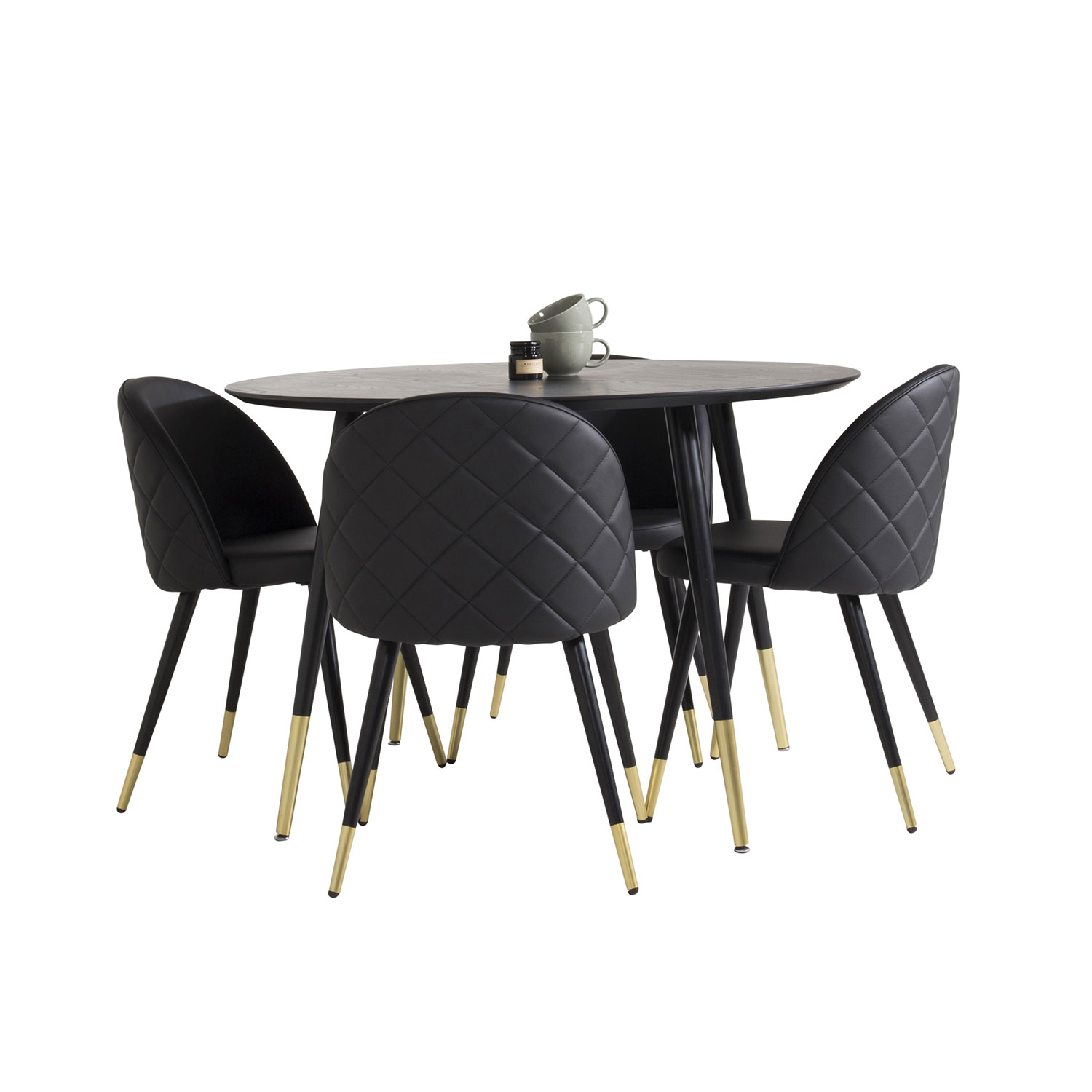 Spisegruppe Venture Home Dipp med 4 Velvet Stoler Skinn