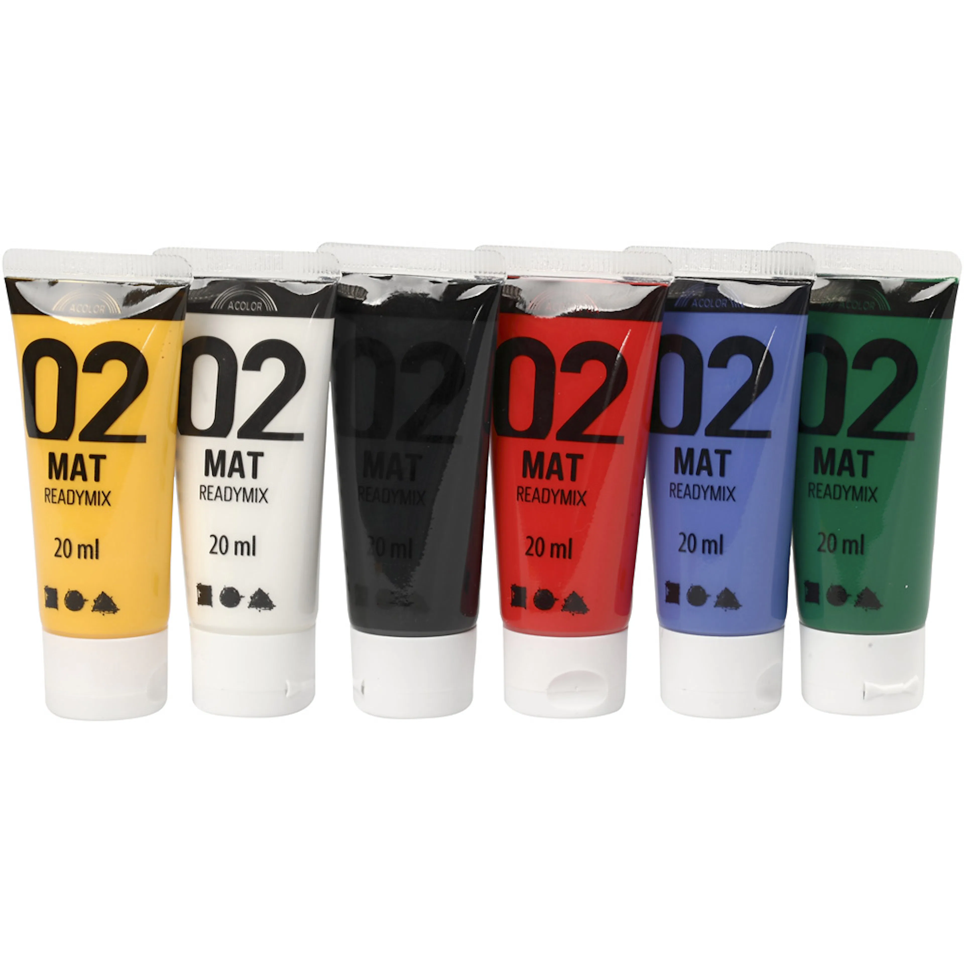 Akrylmaling Creativ Company Readymix A-color Standardfarger Nr 02 Matt 6stk 20 ml/1 Pk