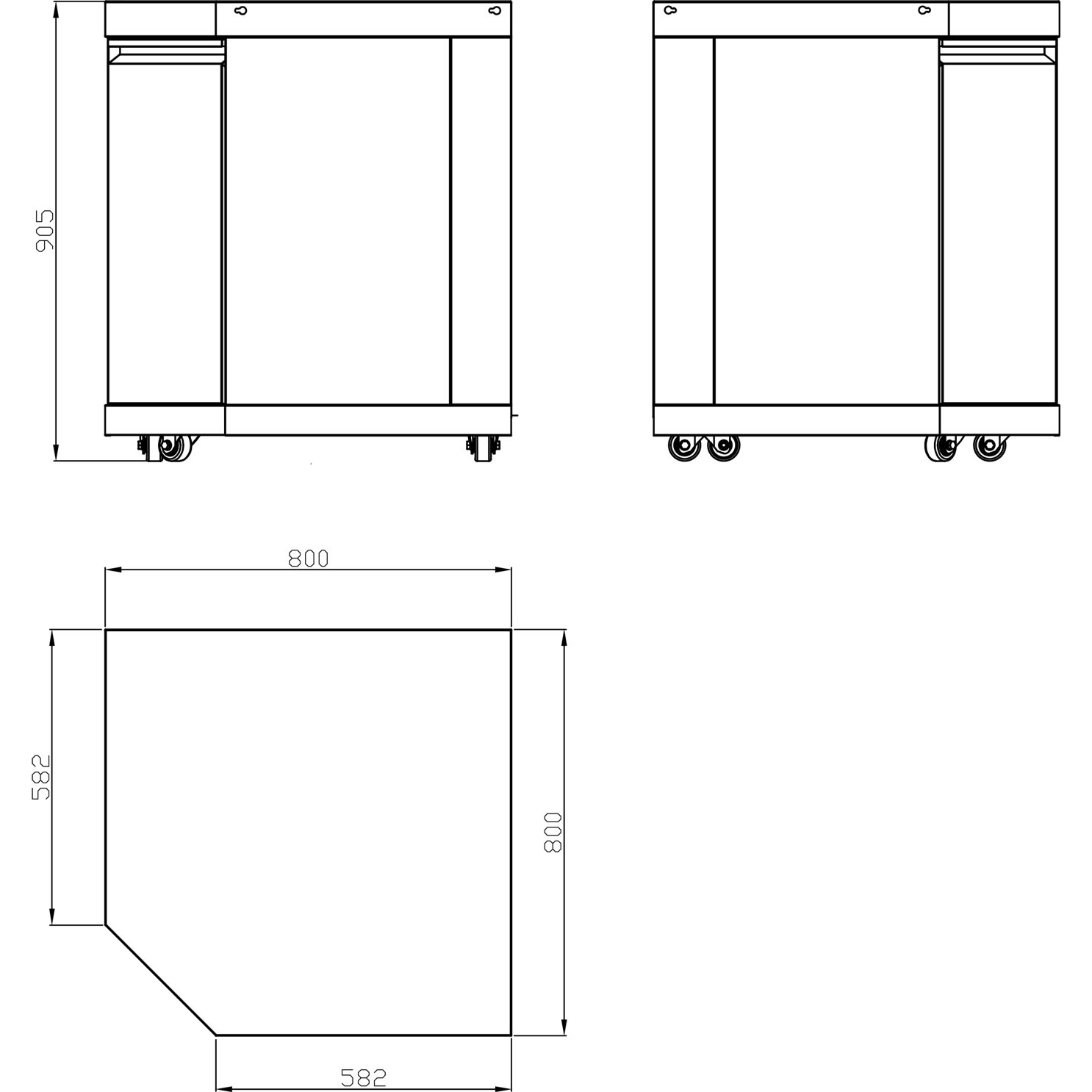 Hjørnemodul Myoutdoorkitchen Stainless Collection 90° med Oppbevaringsskap