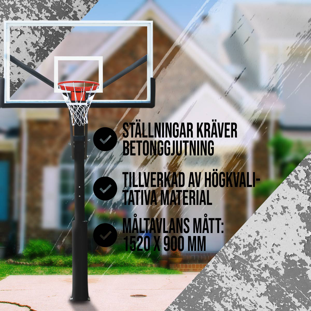 Basketballstativ ProSport In-Ground 2,3-3,05m