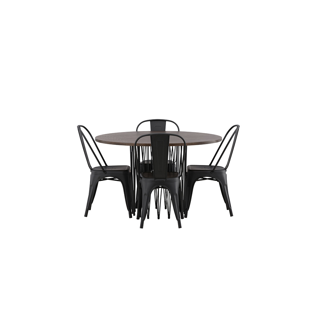 Spisegruppe Venture Home Stone Rund med 4 Tempe Stoler