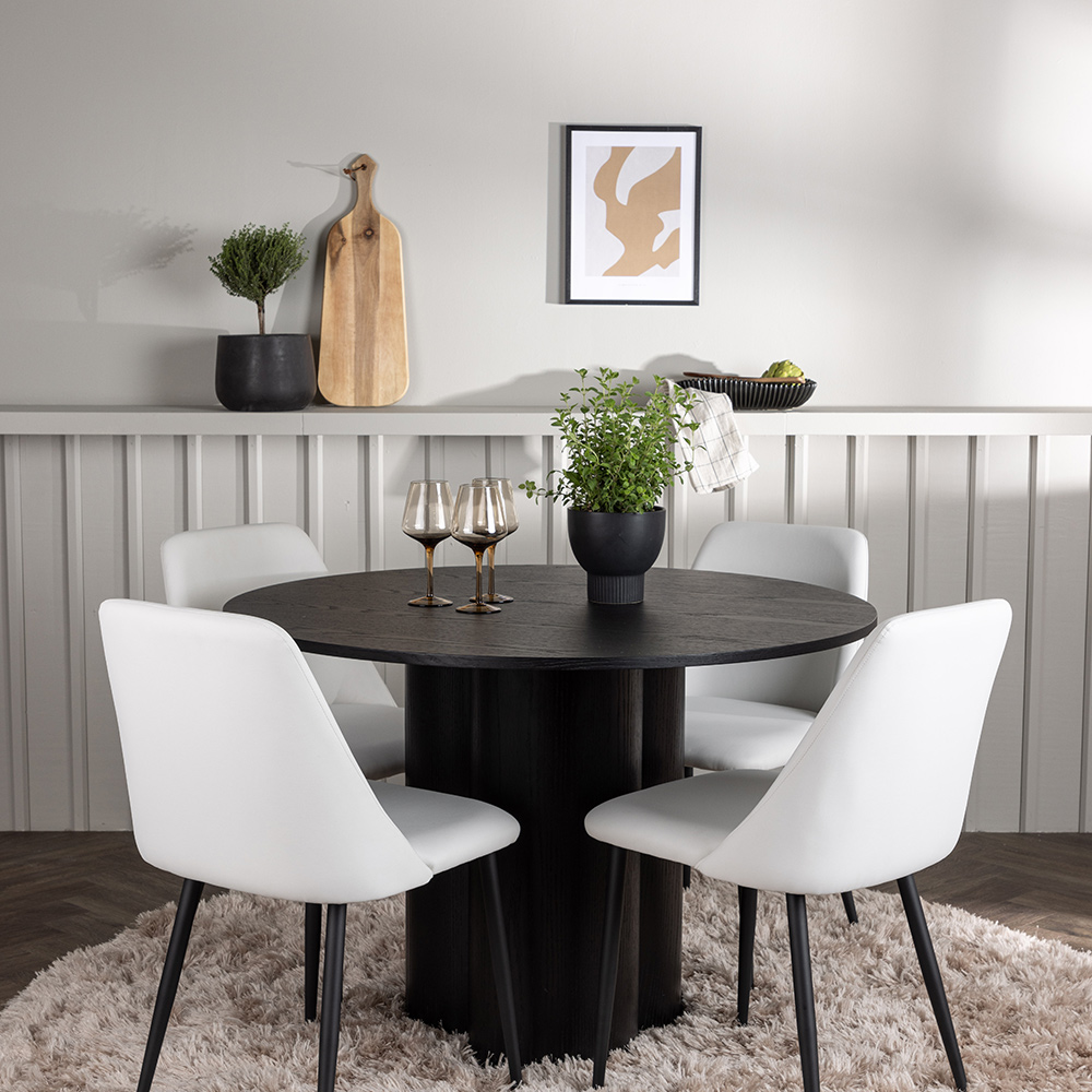 Spisegruppe Venture Home Olivia Ø110 cm med 4 stk Night Stoler
