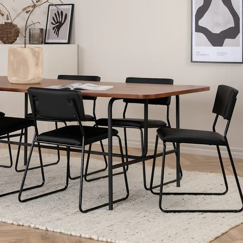 Spisegruppe Venture Home Chicago Spisebord og Kungshamn Spisestol Brun
