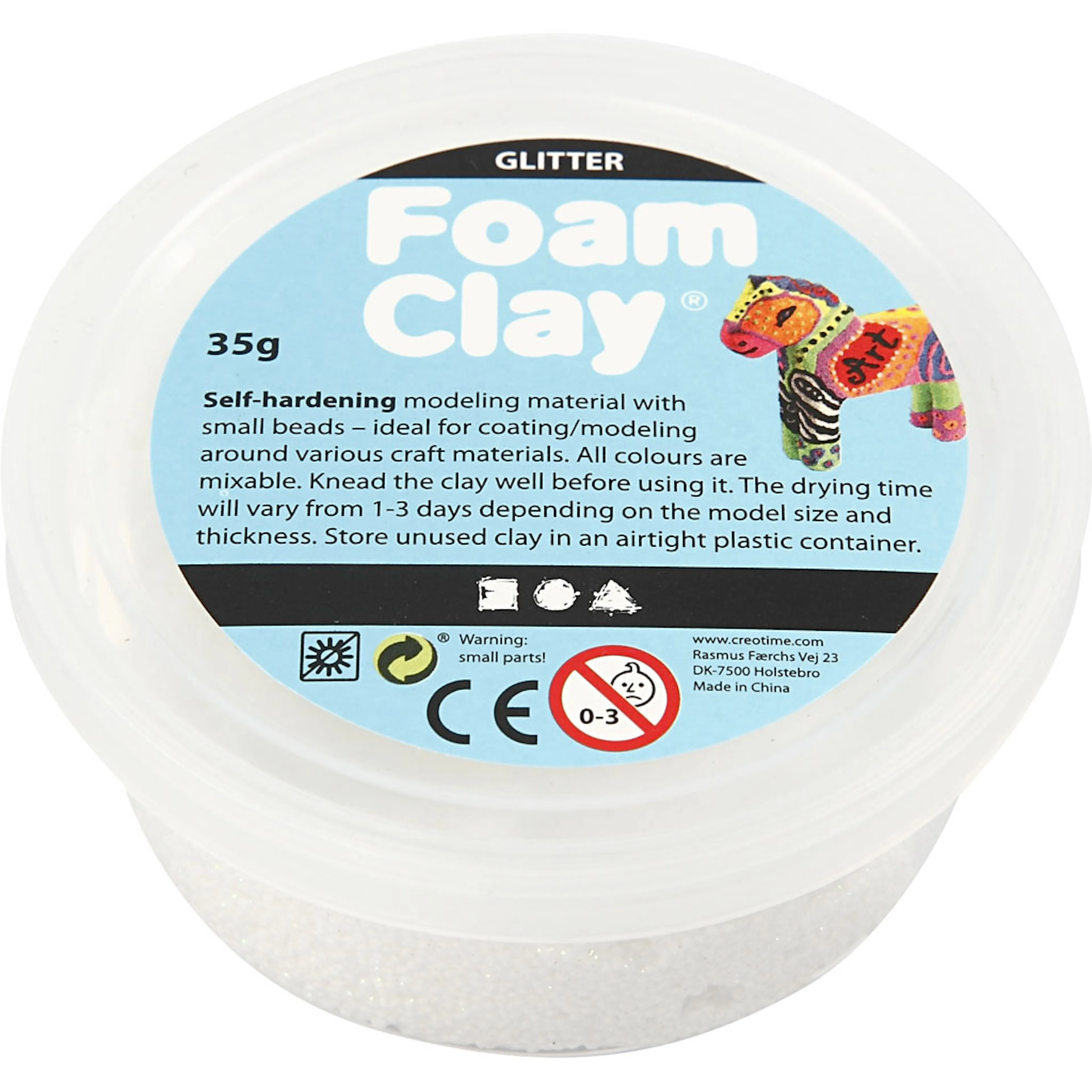 Foam Clay® , vit, glitter, 35 g/ 1 burk Hvit