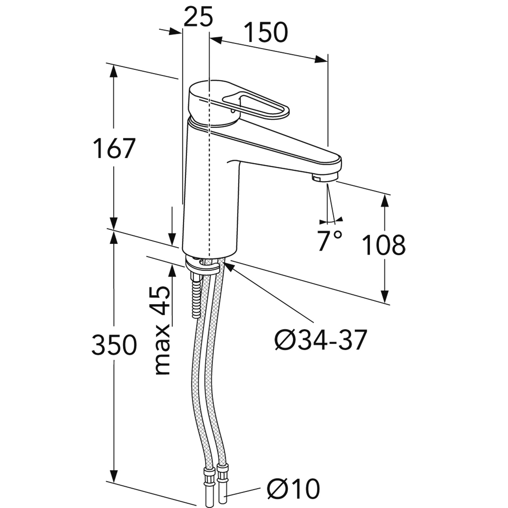 Servantbatteri Gustavsberg Nya Nautic 150 mm Ø10 mm Tilkobling: Ø10 mm