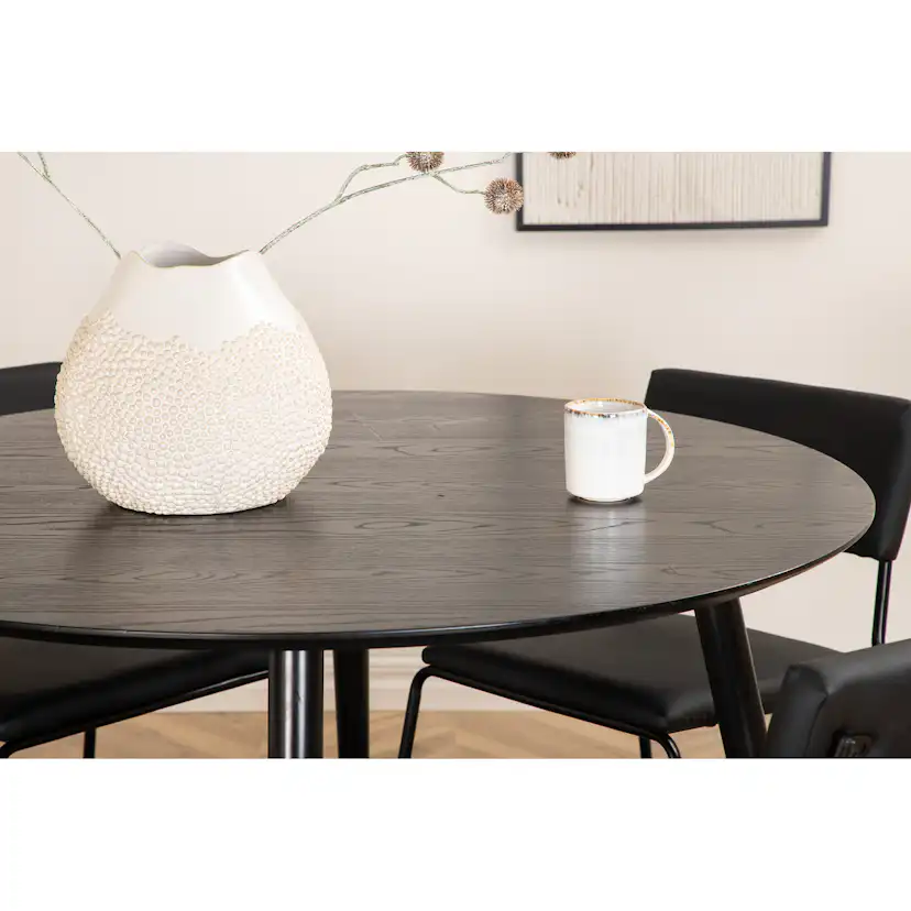 Spisegruppe Venture Home Dipp Ø115 cm med 4 Kenth Stoler