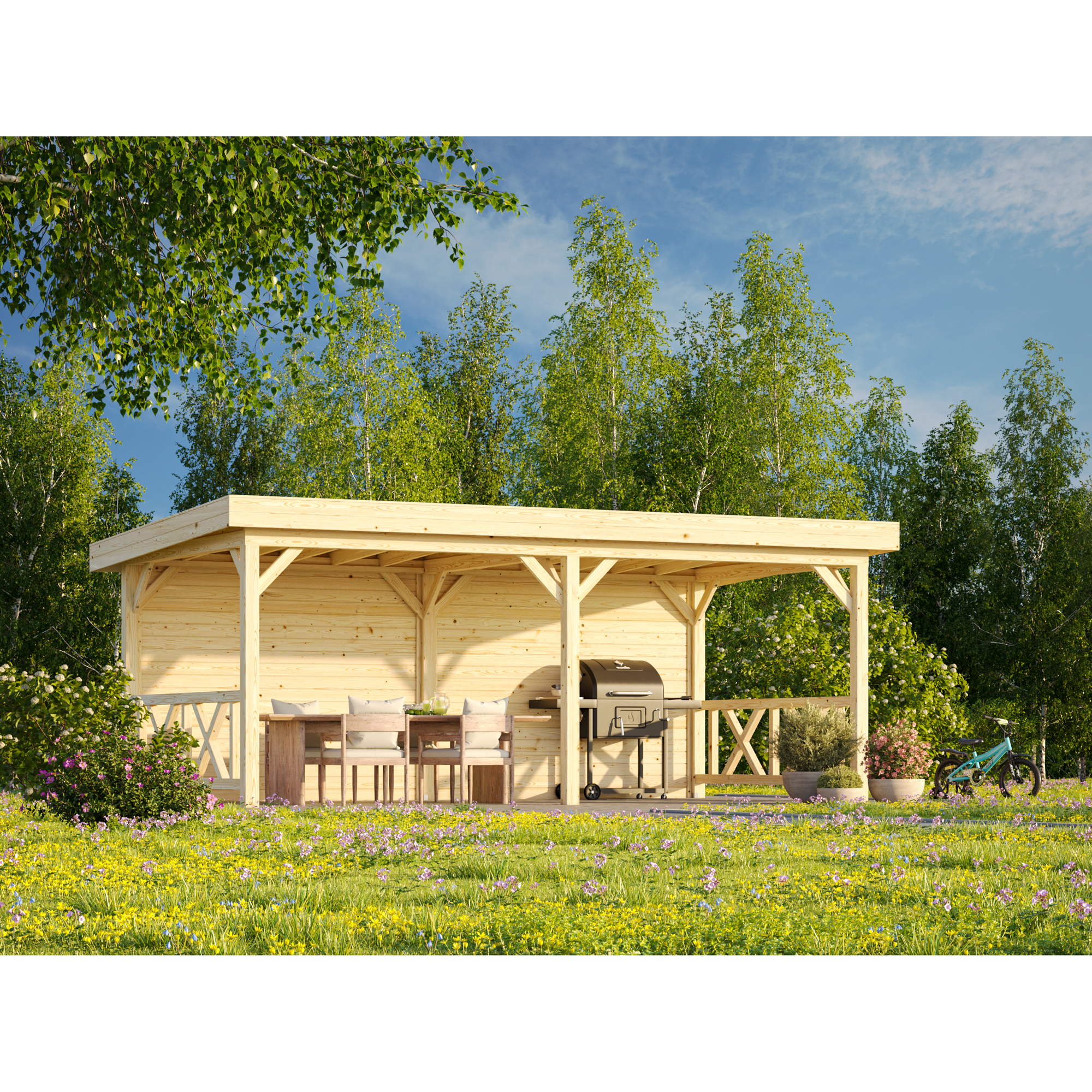 Lenna paviljong 16,6 m2 Set 308 Ubehandlet Tre