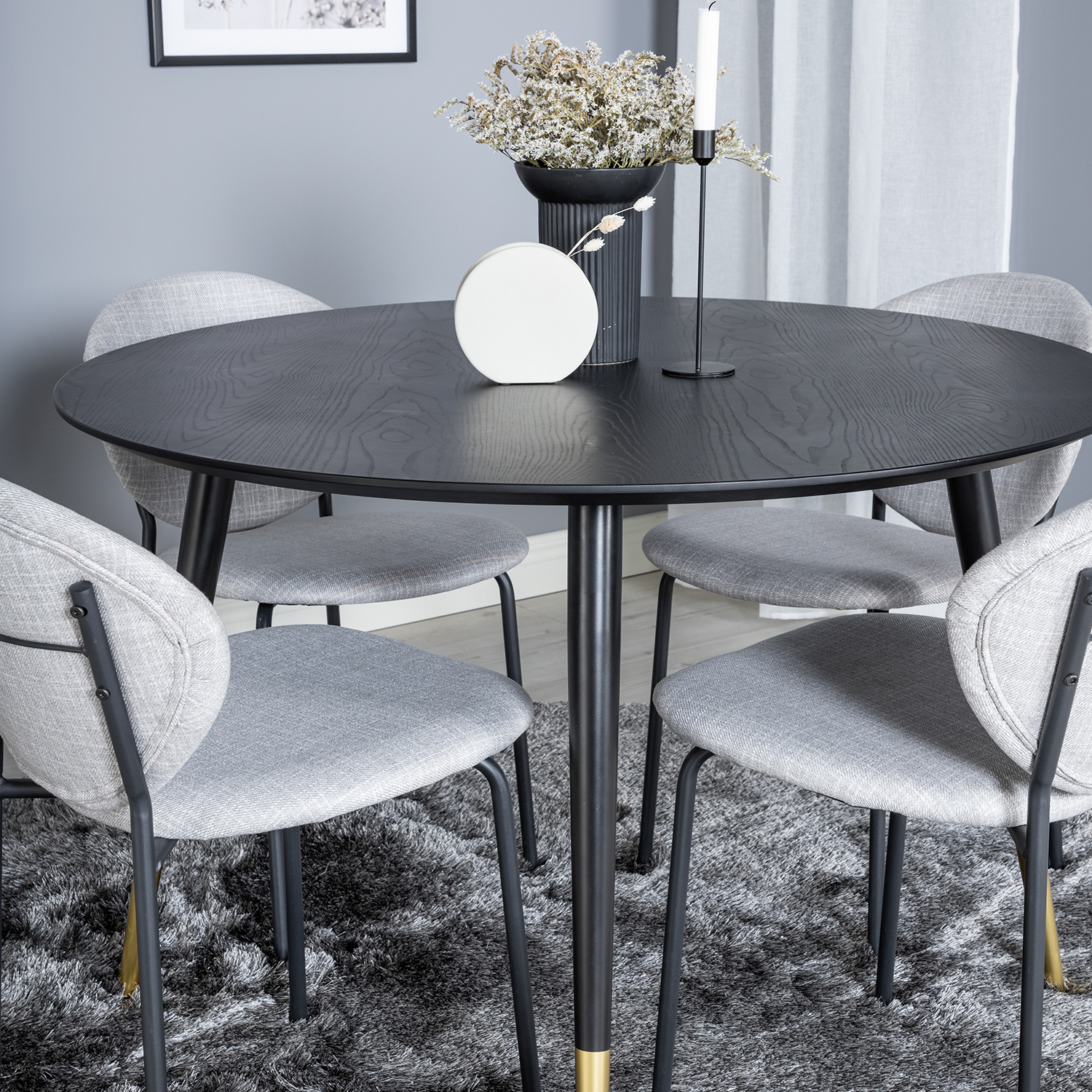 Spisegruppe Venture Home Disa Rund med 4 Valor Stoler