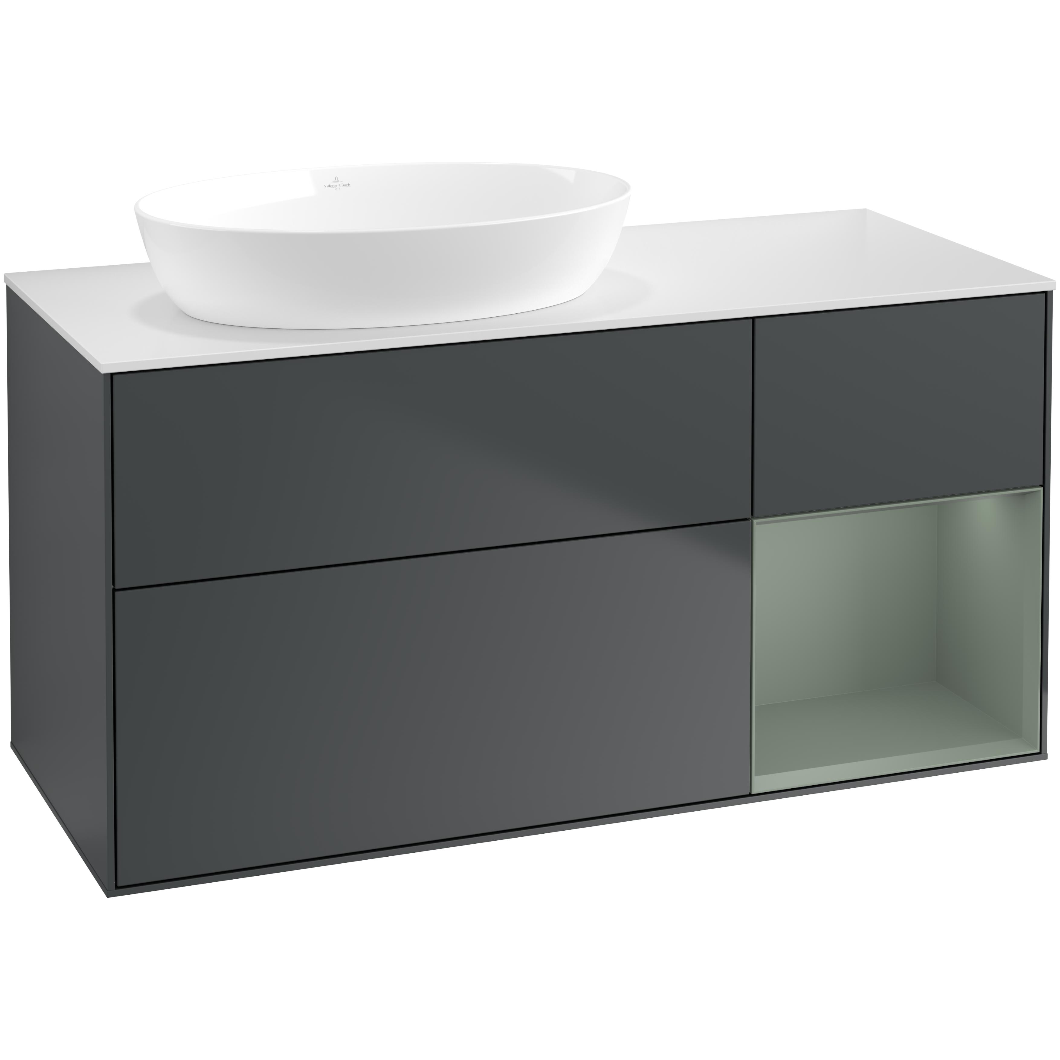 Tvättställsskåp Villeroy & Boch Finion med 3 Lådor Hylla och Bänkskiva för Ocentrerat Tvättställ från Artis & Collaro