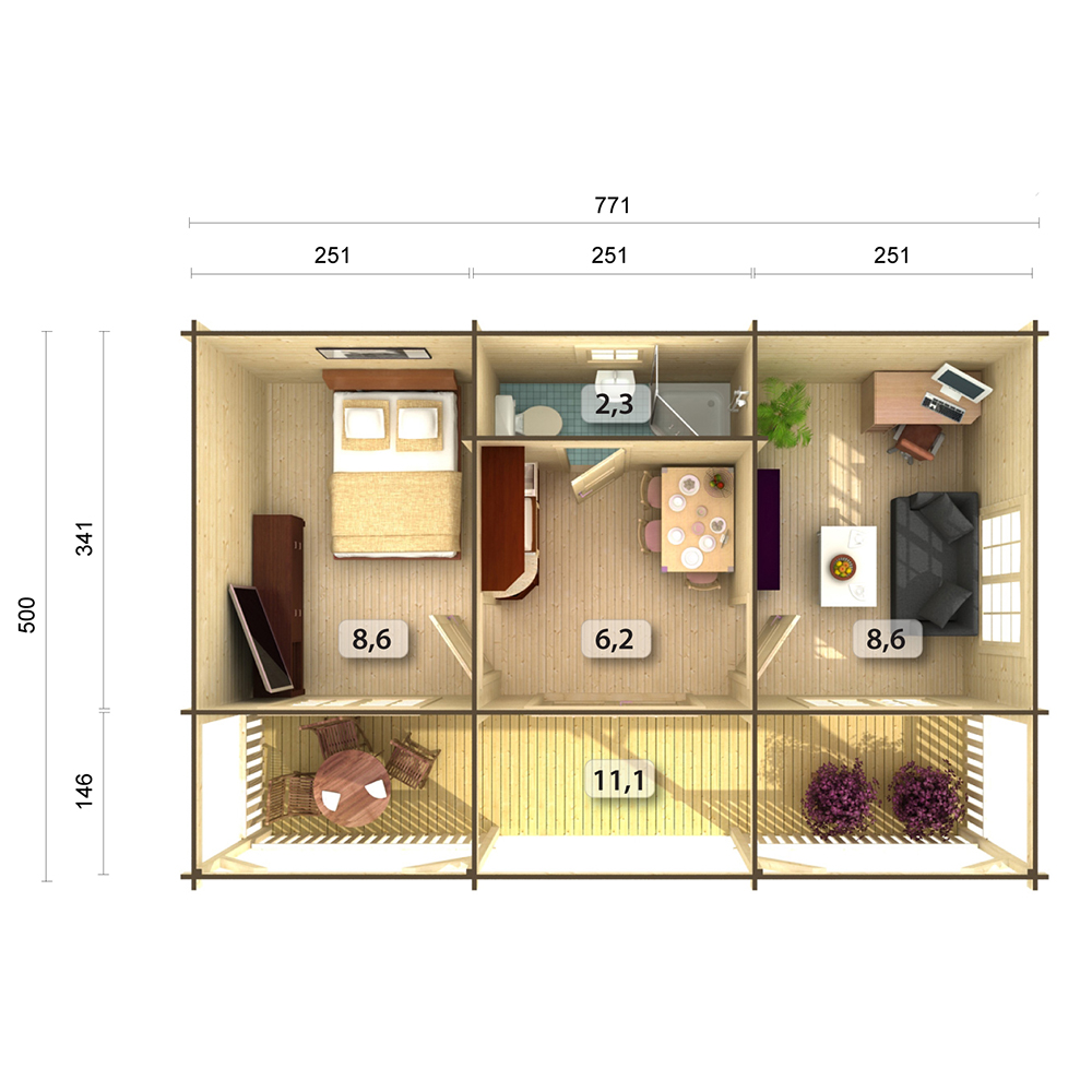 Hytte Palmako Sandra 38,6 m2