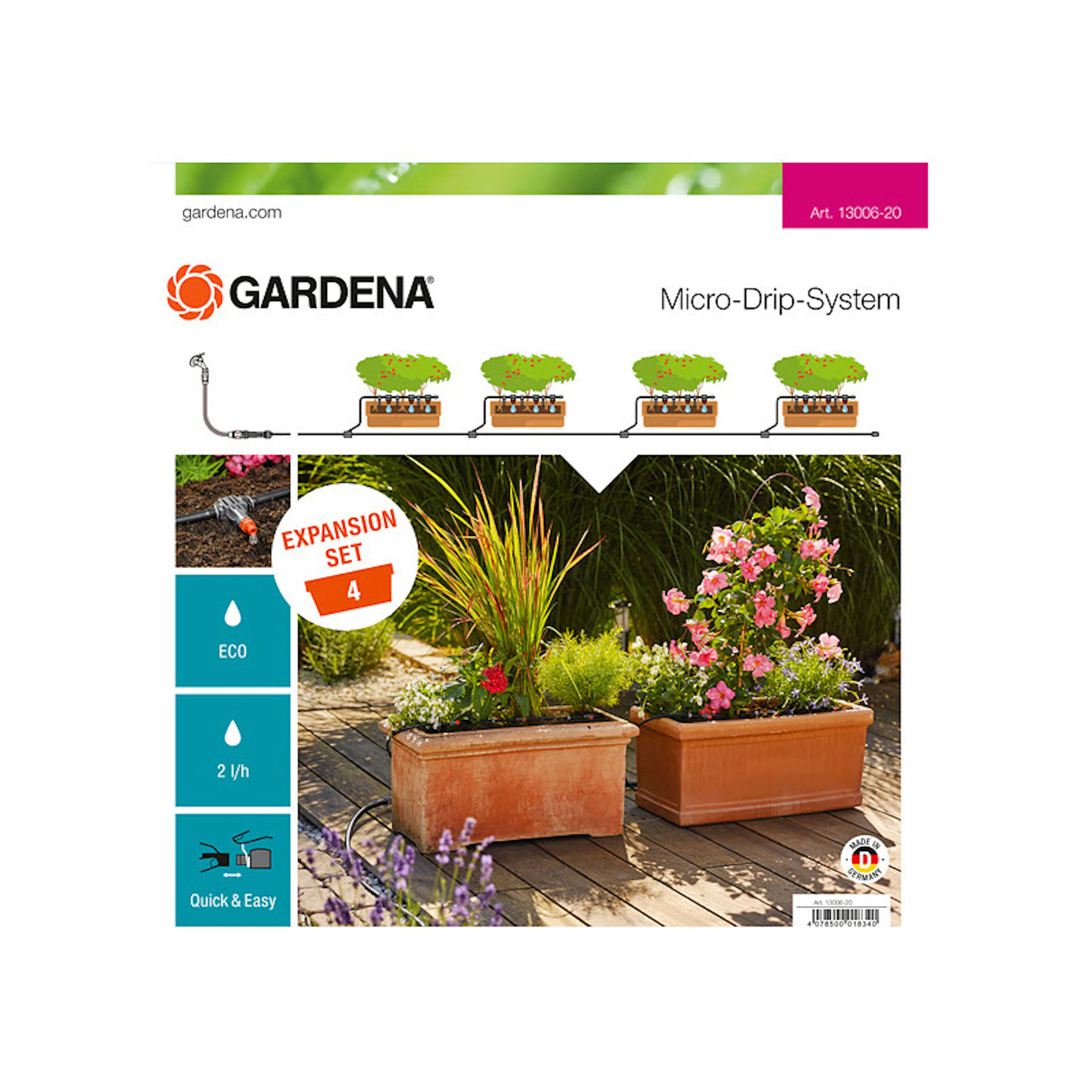 Påbyggningspakke Gardena Micro-Drip-System M for Blomsterkasser