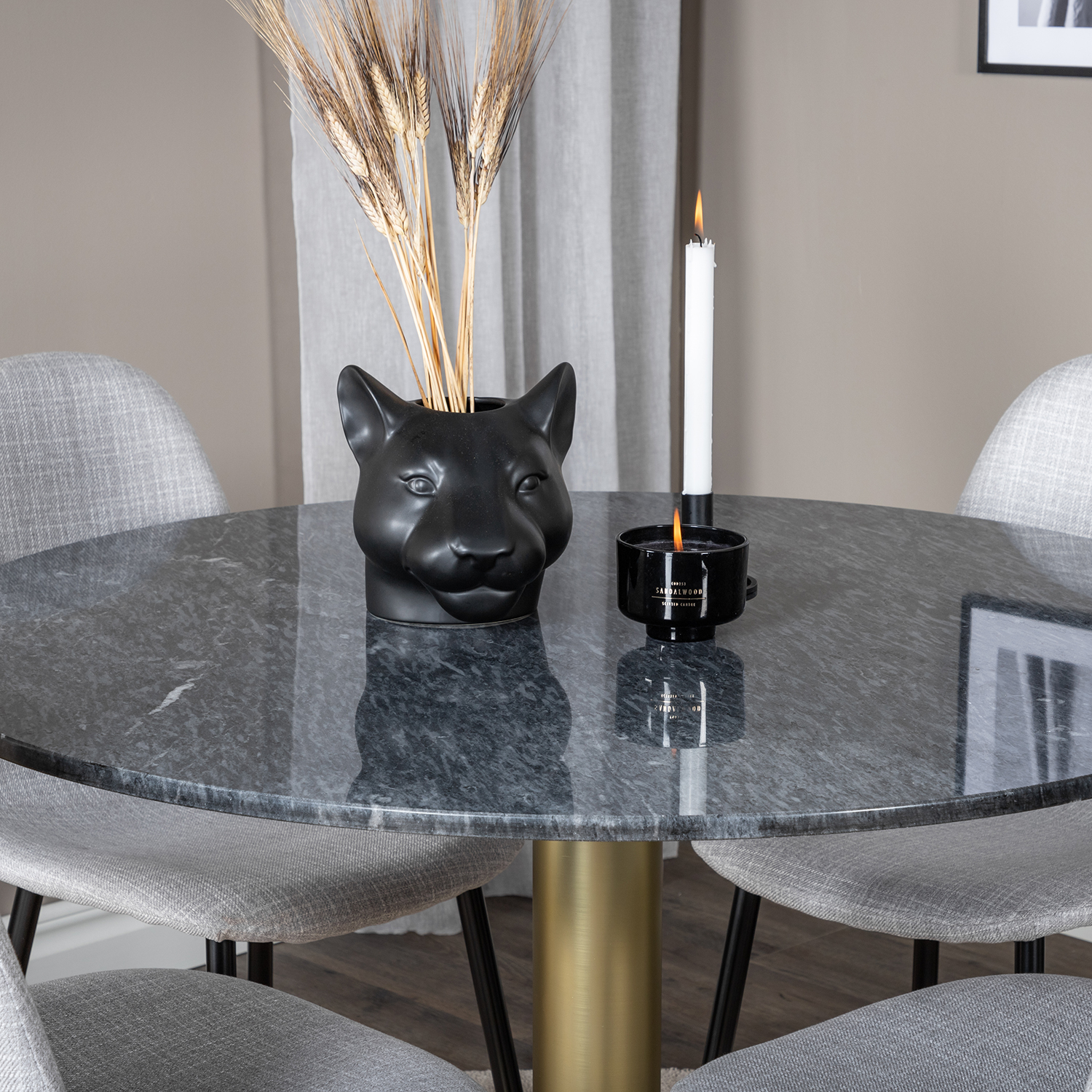 Spisegruppe Venture Home Estelle med 4 Pobbie Stoler Polyester