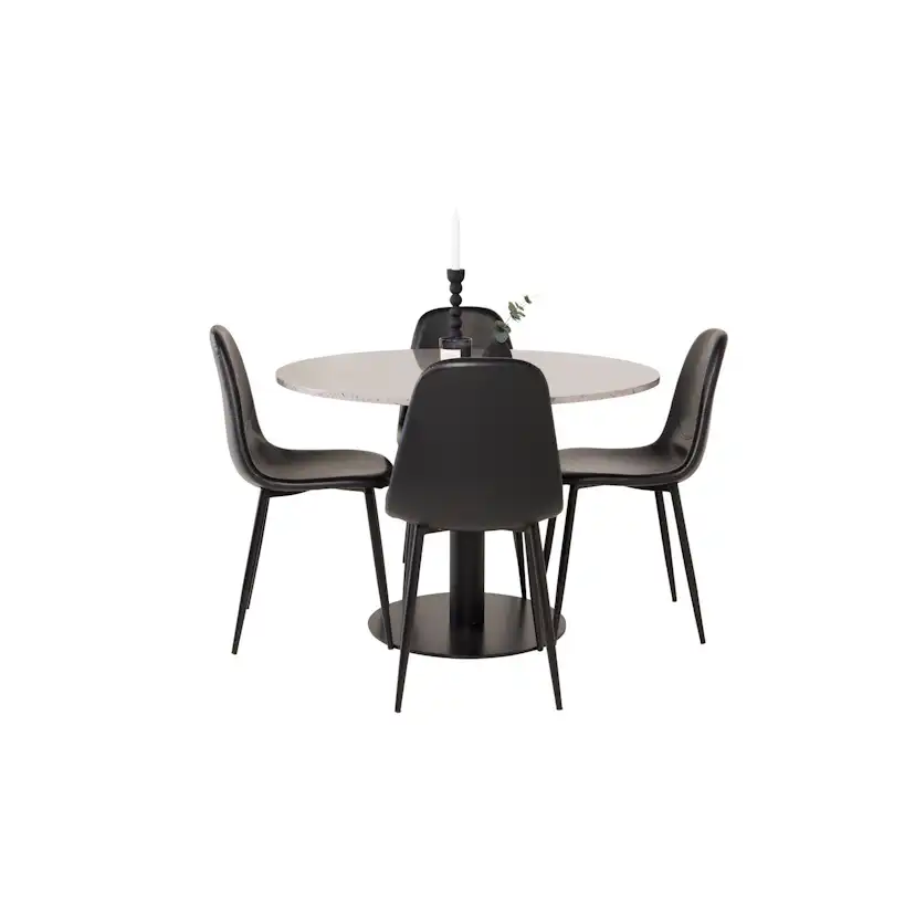 Spisegruppe Venture Home Roxanna Grå Bord med 4 Pobbie Stoler Lær