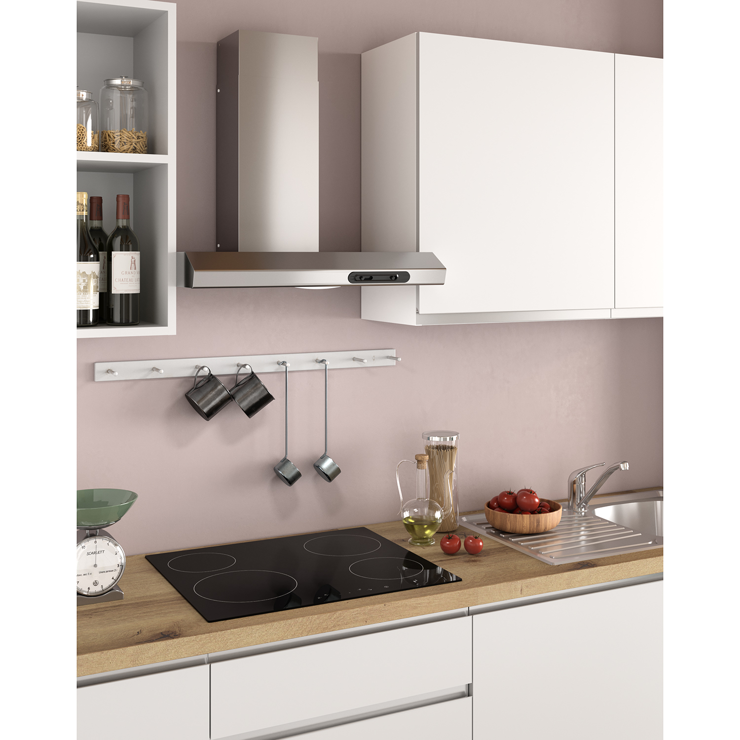 Komplett Kjøkken Mimo Mimosa 255 Matt Hvit inkl. Hvitevarer Ferdigmontert