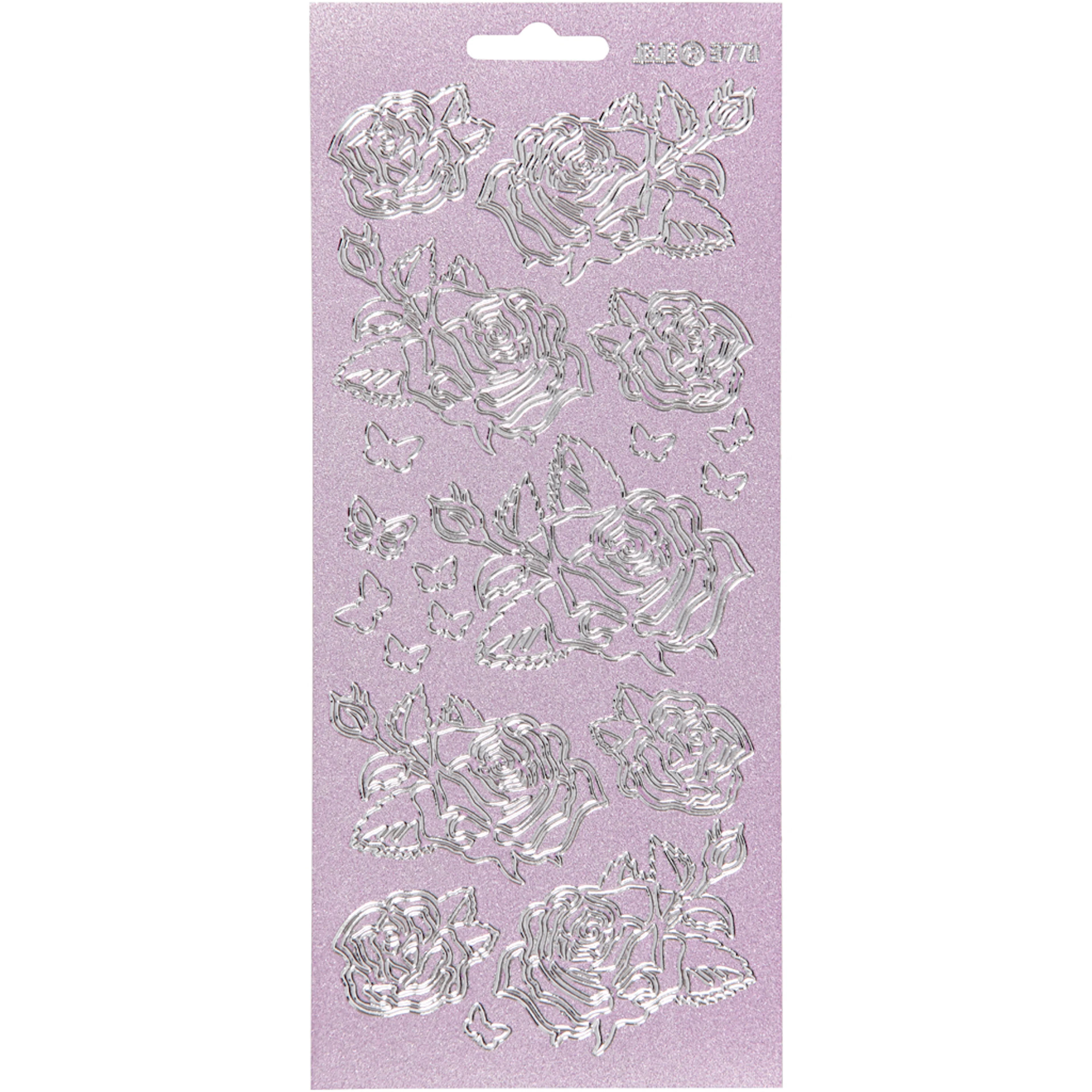 Stickers, silver, rosor, 10x23 cm, 1 ark Sølv/Rosa