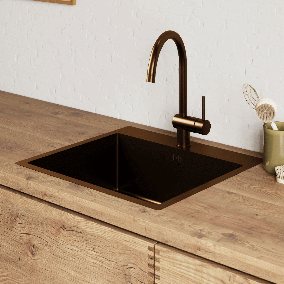 Lavabo Kubus 540 Soft, bruneret massiv messing Farge: Brun Messing, Overflate: Polert