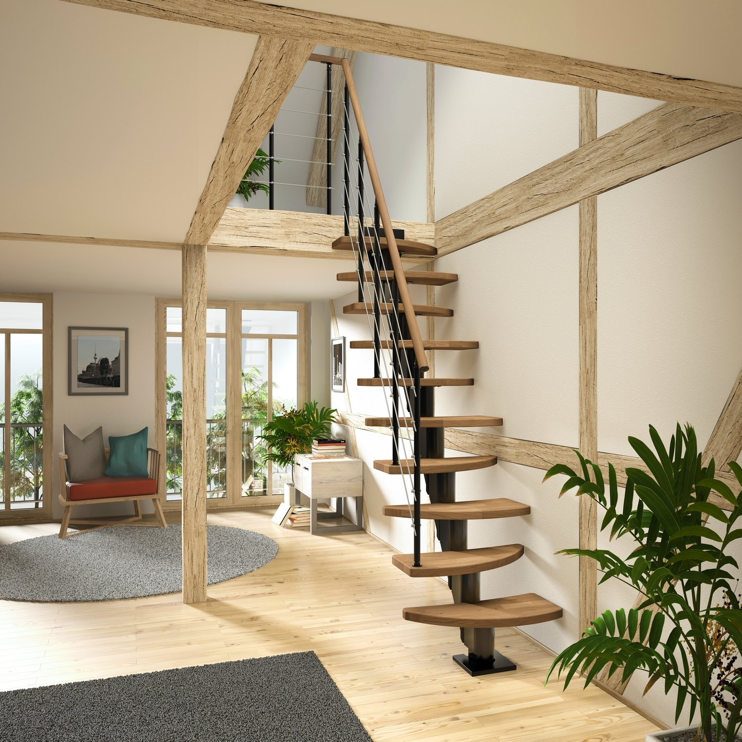 Plassbesparende Trapp Dolle Berlin Eik Oljet Shape6