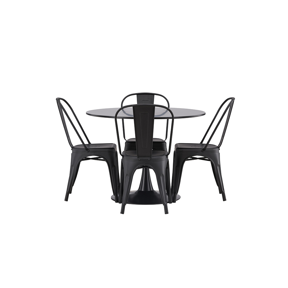 Spisegruppe Venture Home Glade Ø 100 cm med 4 Tempe Stoler