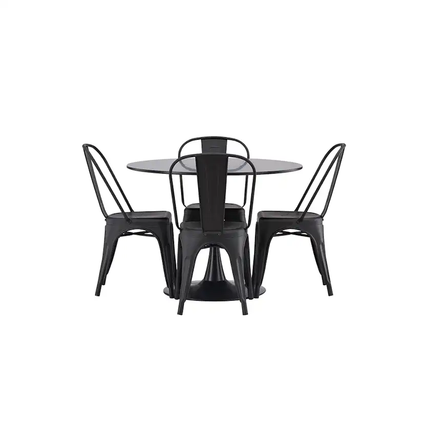 Spisegruppe Venture Home Glade Ø 100 cm med 4 Tempe Stoler