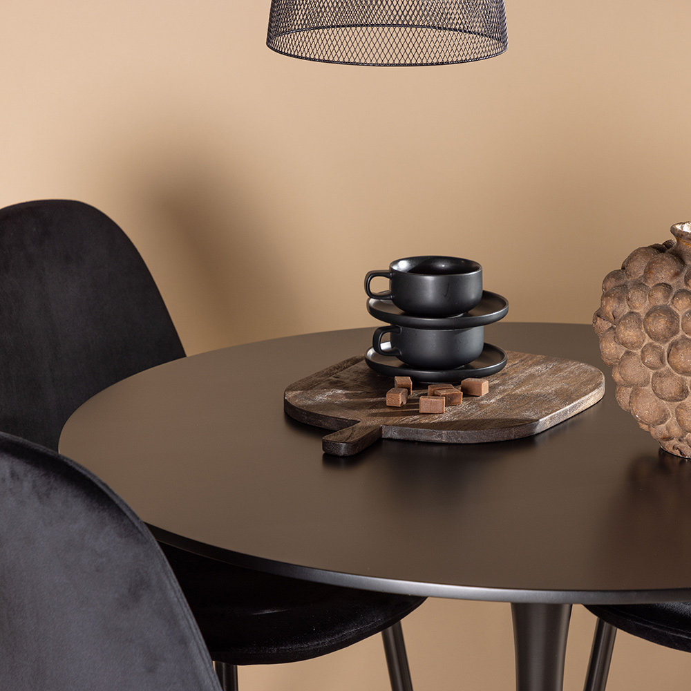 Spisegruppe Venture Home Glade Ø 100 cm med 4 Polar Stoler Fløyel
