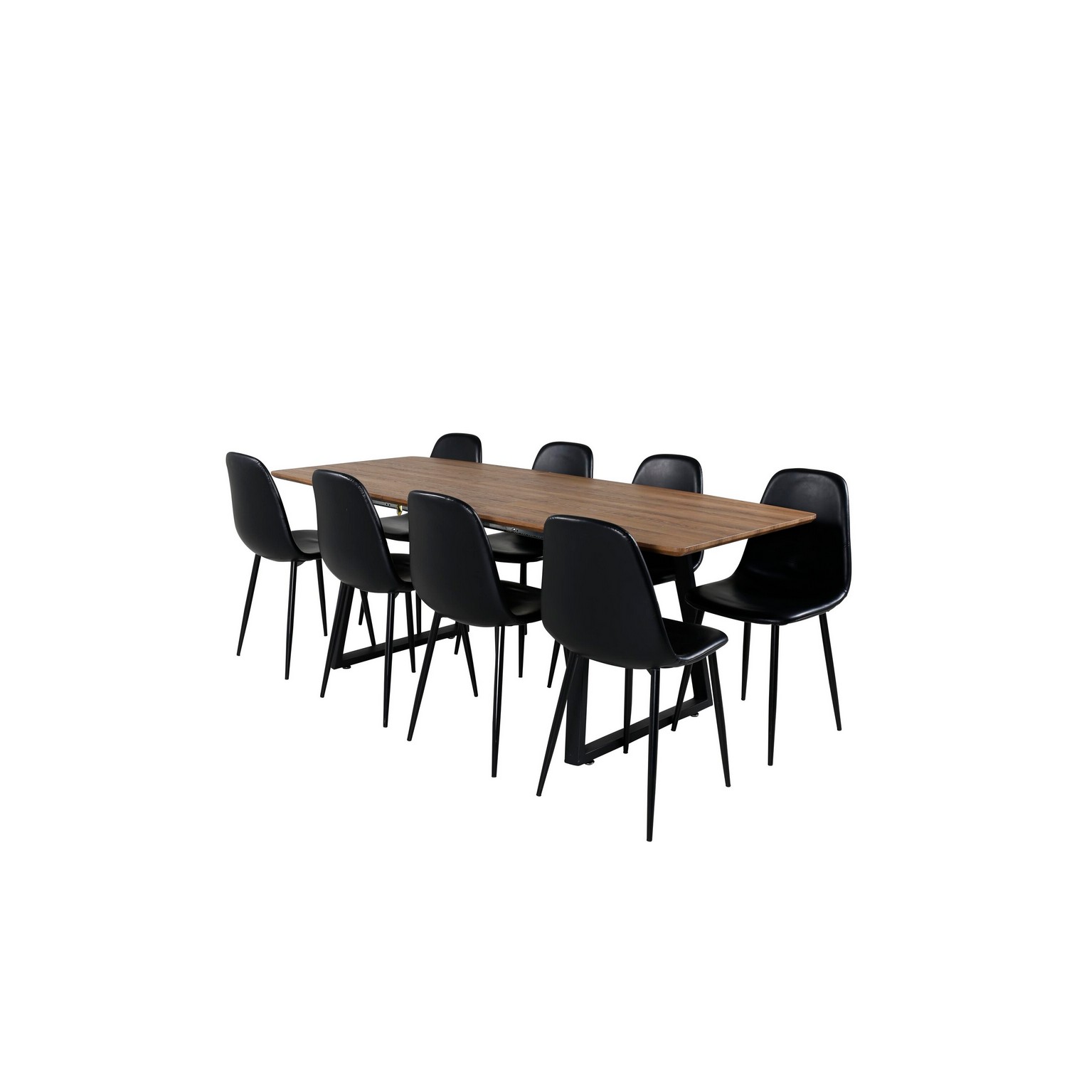 Spisegruppe Venture Home Ina med 8 Pobbie Stoler Sort