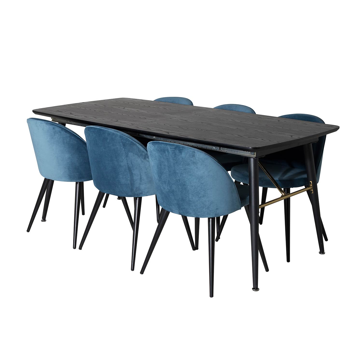 Spisegruppe Venture Home Gold med 6 Velvet Stoler