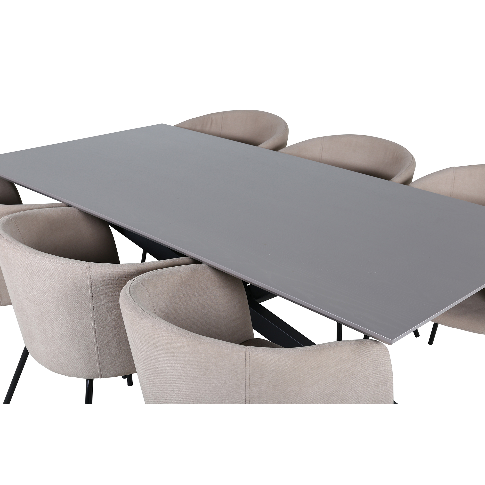 Piazza Dining Table  - Black / Grey Veneer+Berit Chair - Bla Grå/Beige/Sort