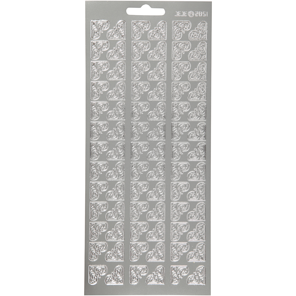Stickers, silver, hörnen, 10x23 cm, 1 ark Mørk Sølv