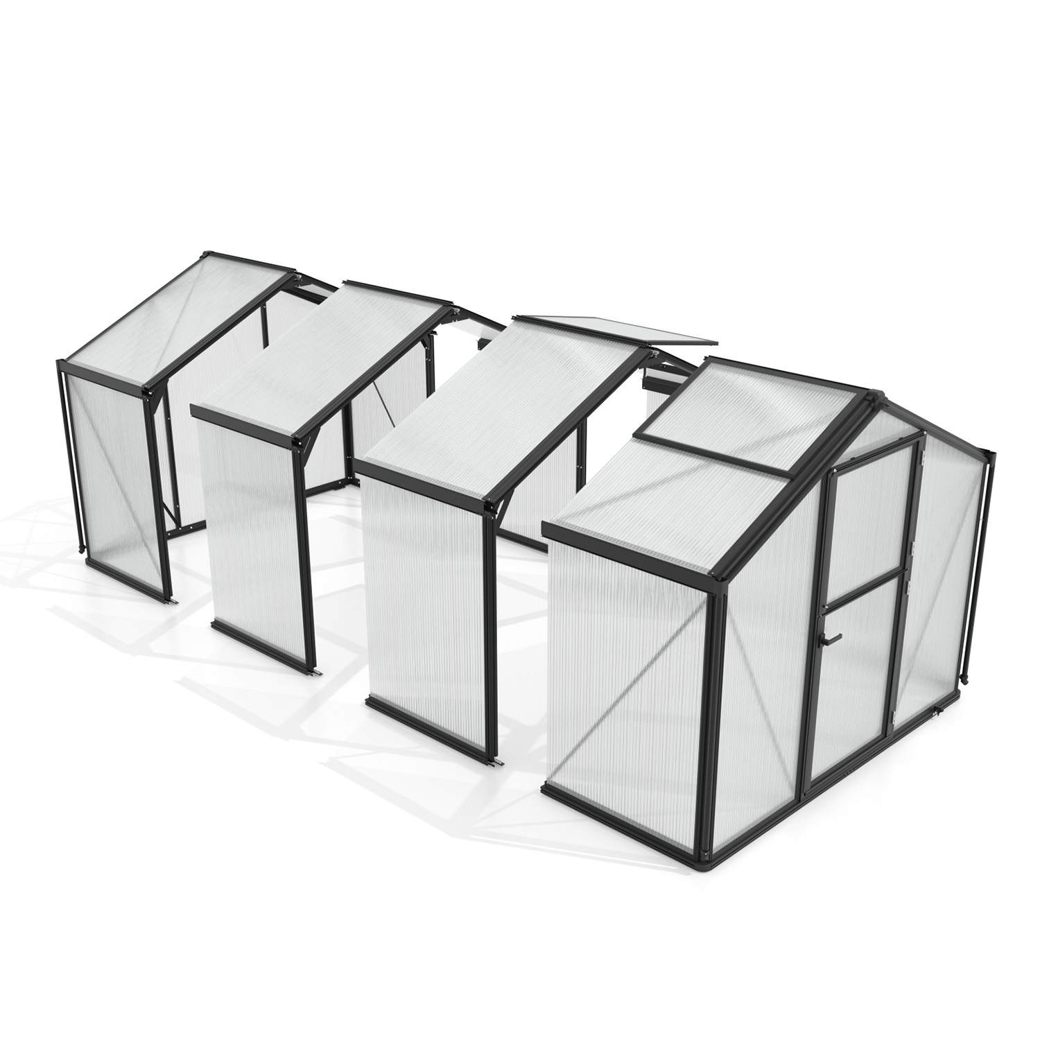 Tilbygning Vitavia Deimos Til Drivhus Sort 3mm Herdet Glass / 10 mm Poly-tak