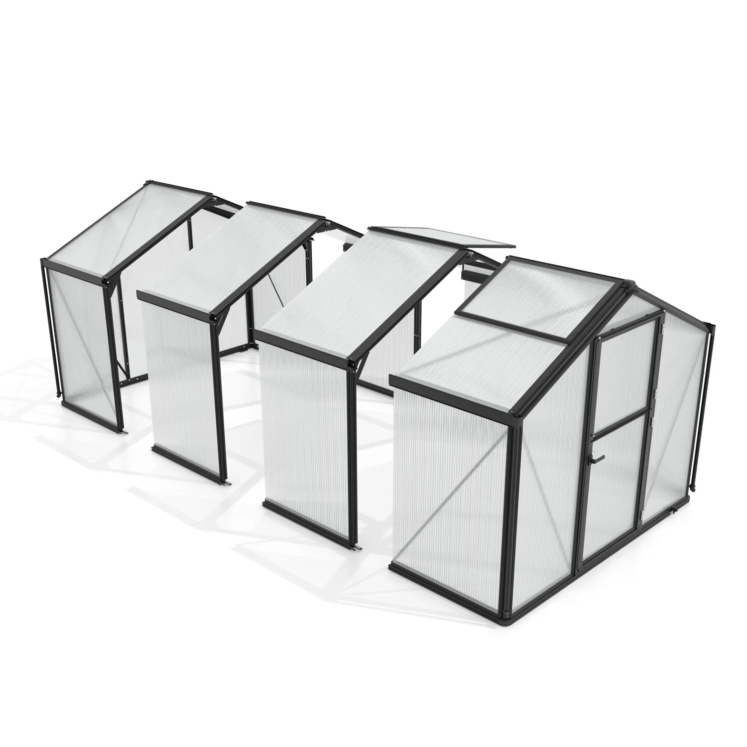 Tilbygning Vitavia Deimos Til Drivhus Sort 3mm Herdet Glass / 10 mm Poly-tak