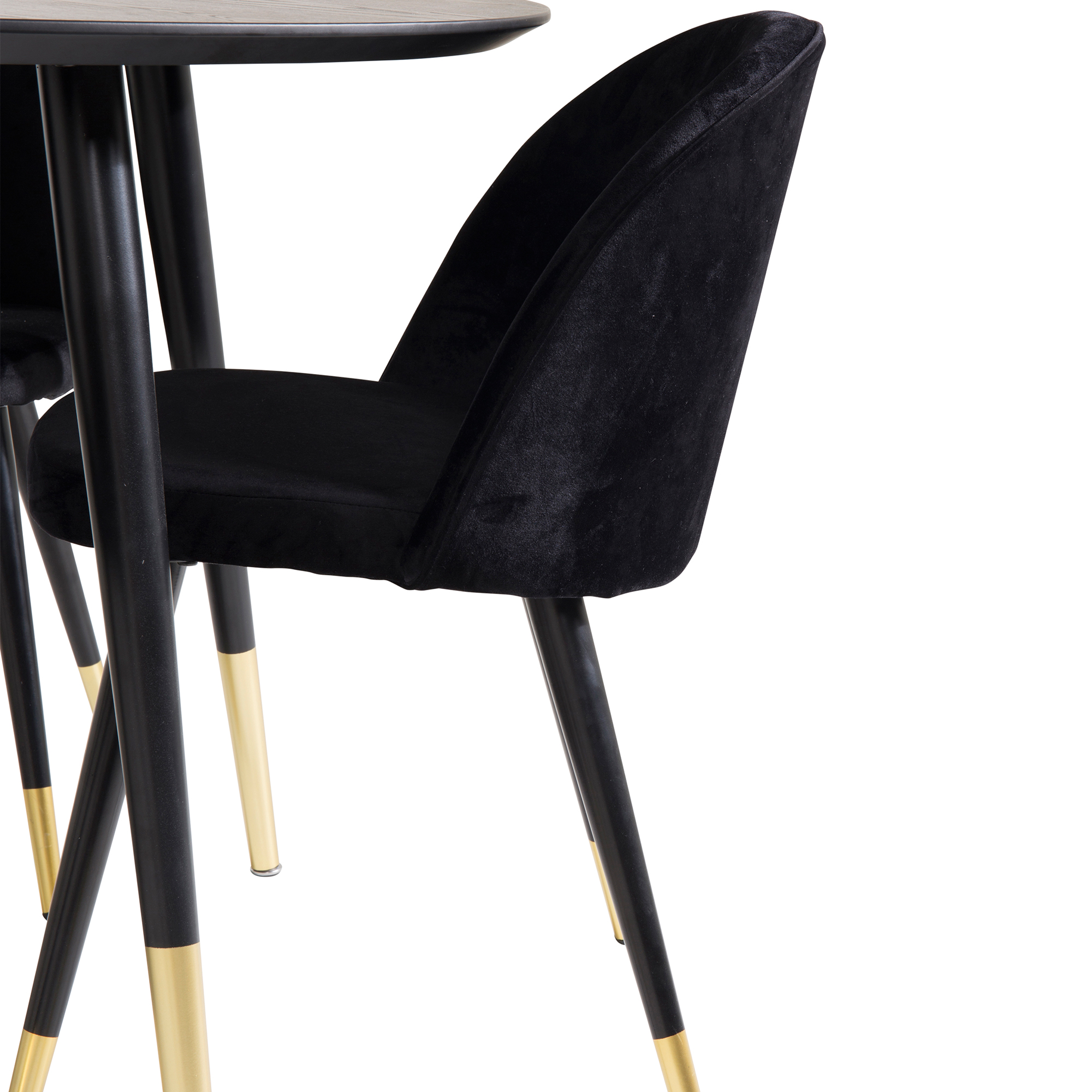 Spisegruppe Venture Home Dipp Ø115 cm med 4 Velvet Stoler