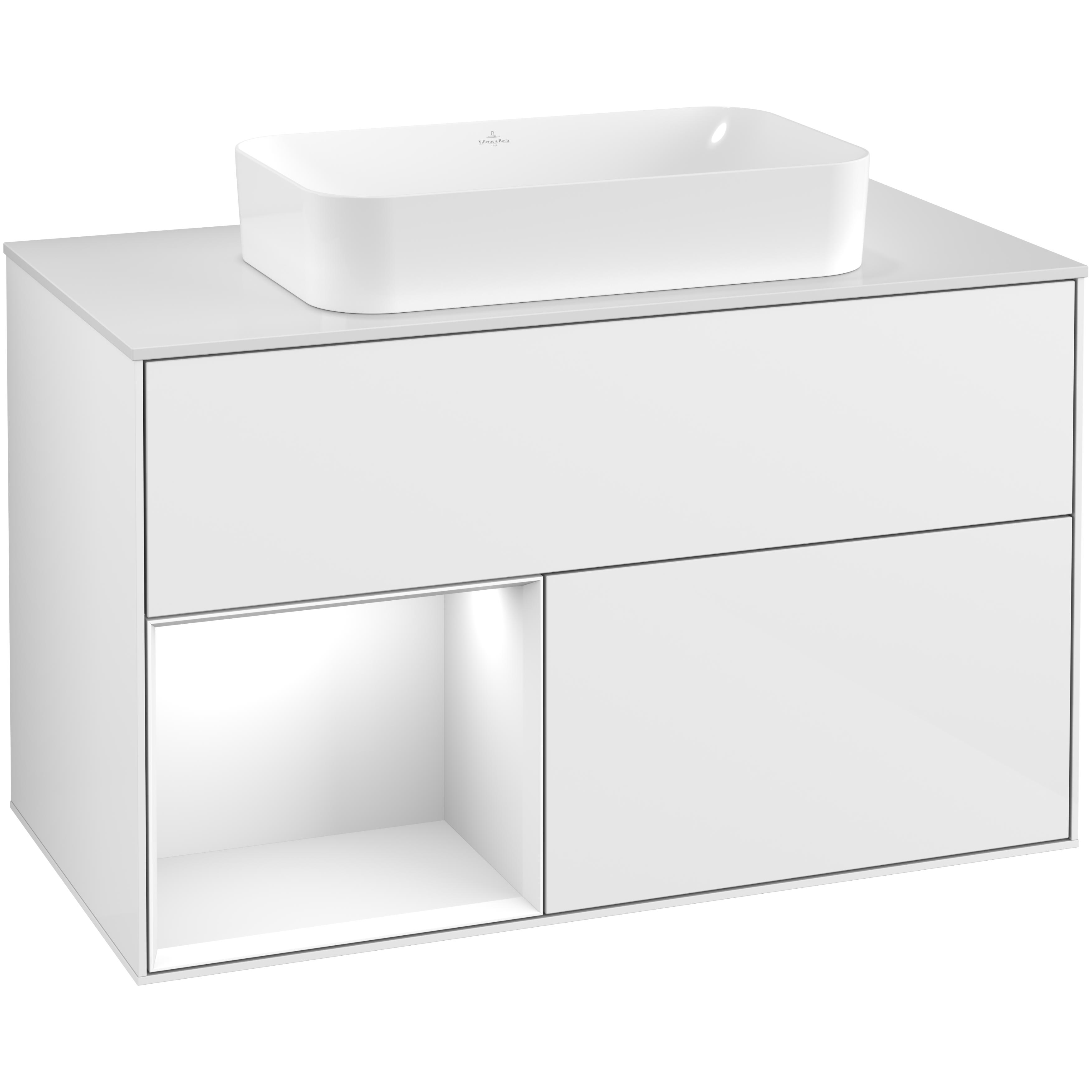 Tvättställsskåp Villeroy & Boch Finion med 2 Lådor Hylla och Bänkskiva för Fristående Tvättställ | badrum - badrumsmobler - tvattstallsskap-och-kommod | KakelKungen