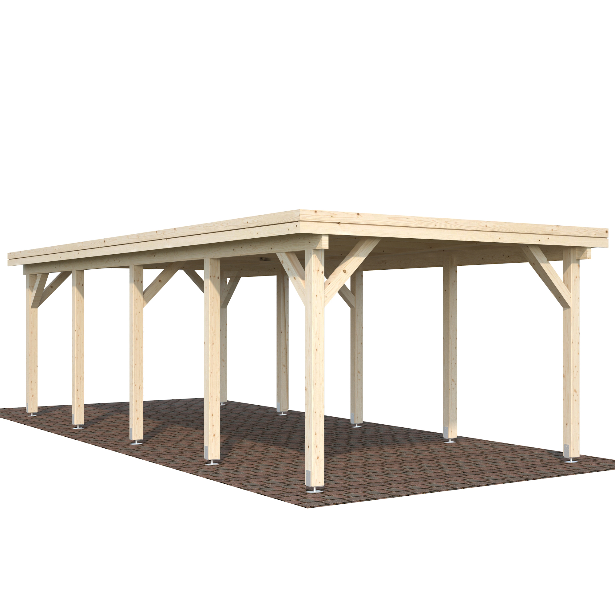 Carport Karl 23,1 m2 Ubehandlet tre