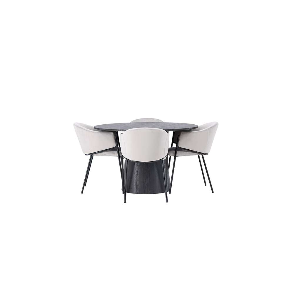 Spisegruppe Venture Home Lanzo Ø120 cm med 4 stk Evelina Stoler