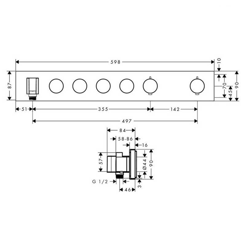 Termostatmodul Axor ShowerSolutions Select 600/90 4 Funksjoner