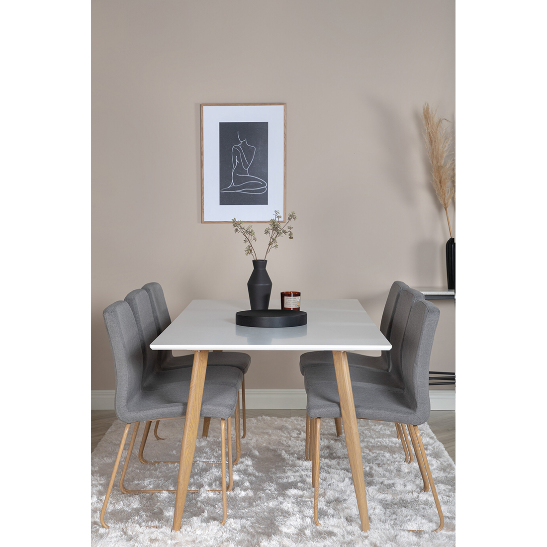 Spisegruppe Venture Home Polar Ø100 cm med 6st Mace Spisestoler