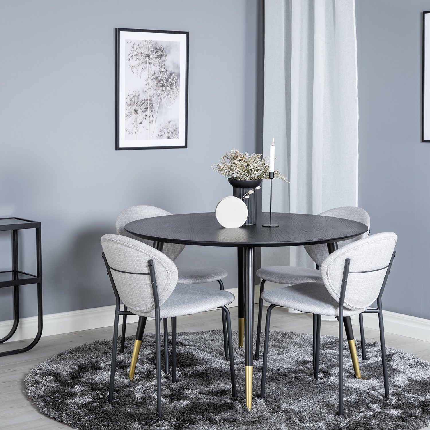 Spisegruppe Venture Home Disa Rund med 4 Valor Stoler