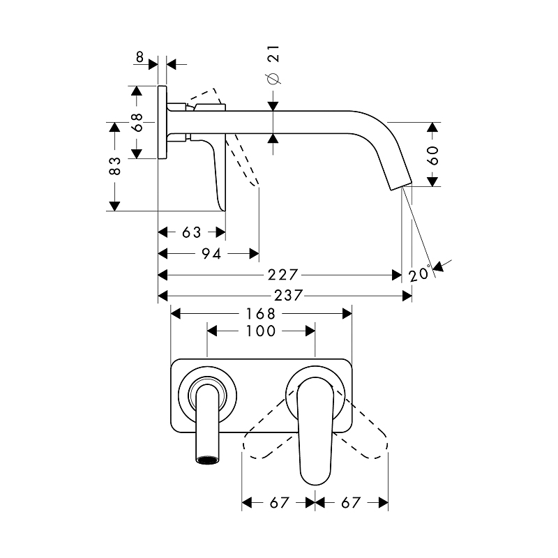 Servantbatteri Axor Citterio M for Innbygging Med Plate