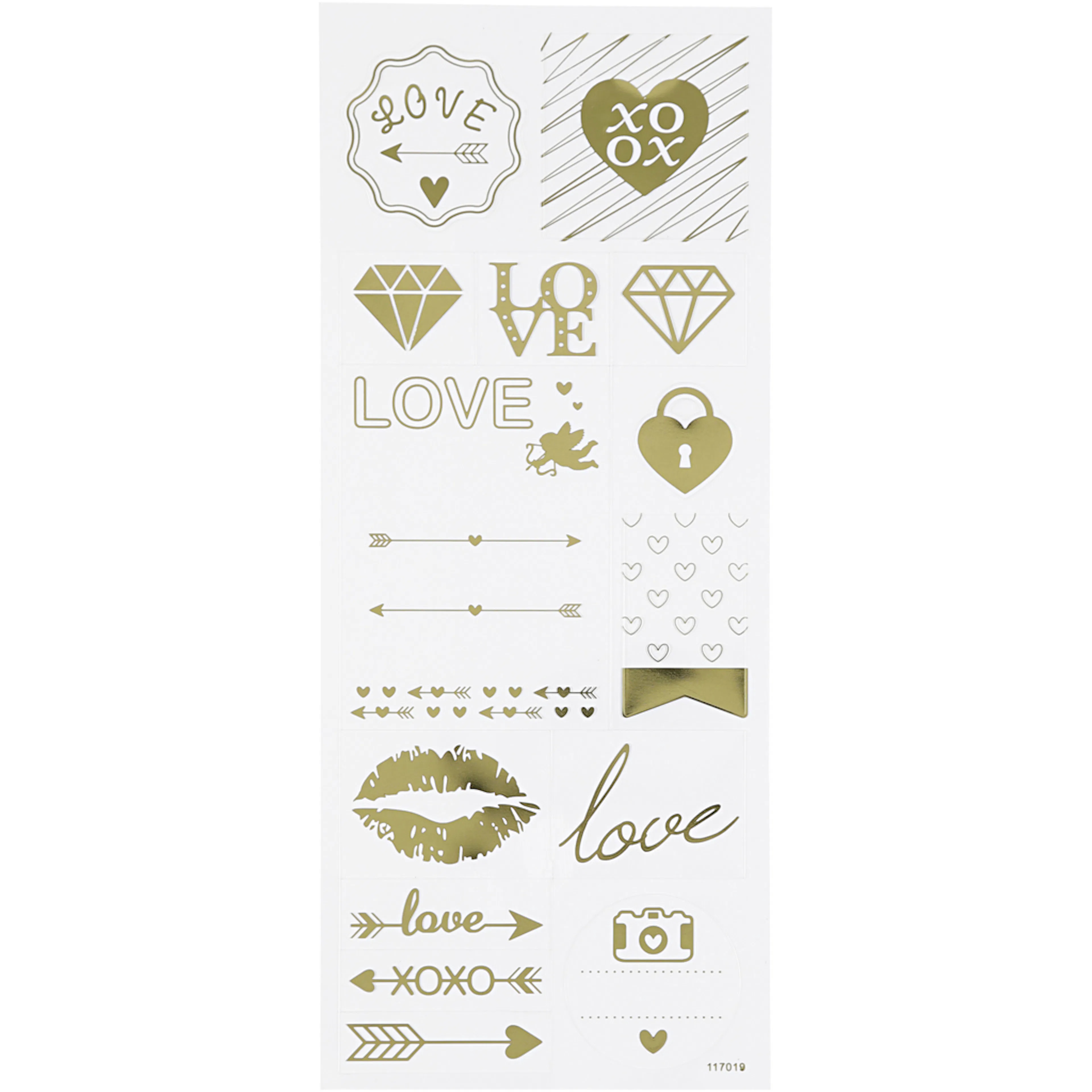 Klistremerker Creativ Company Love 10x24 cm  Gull