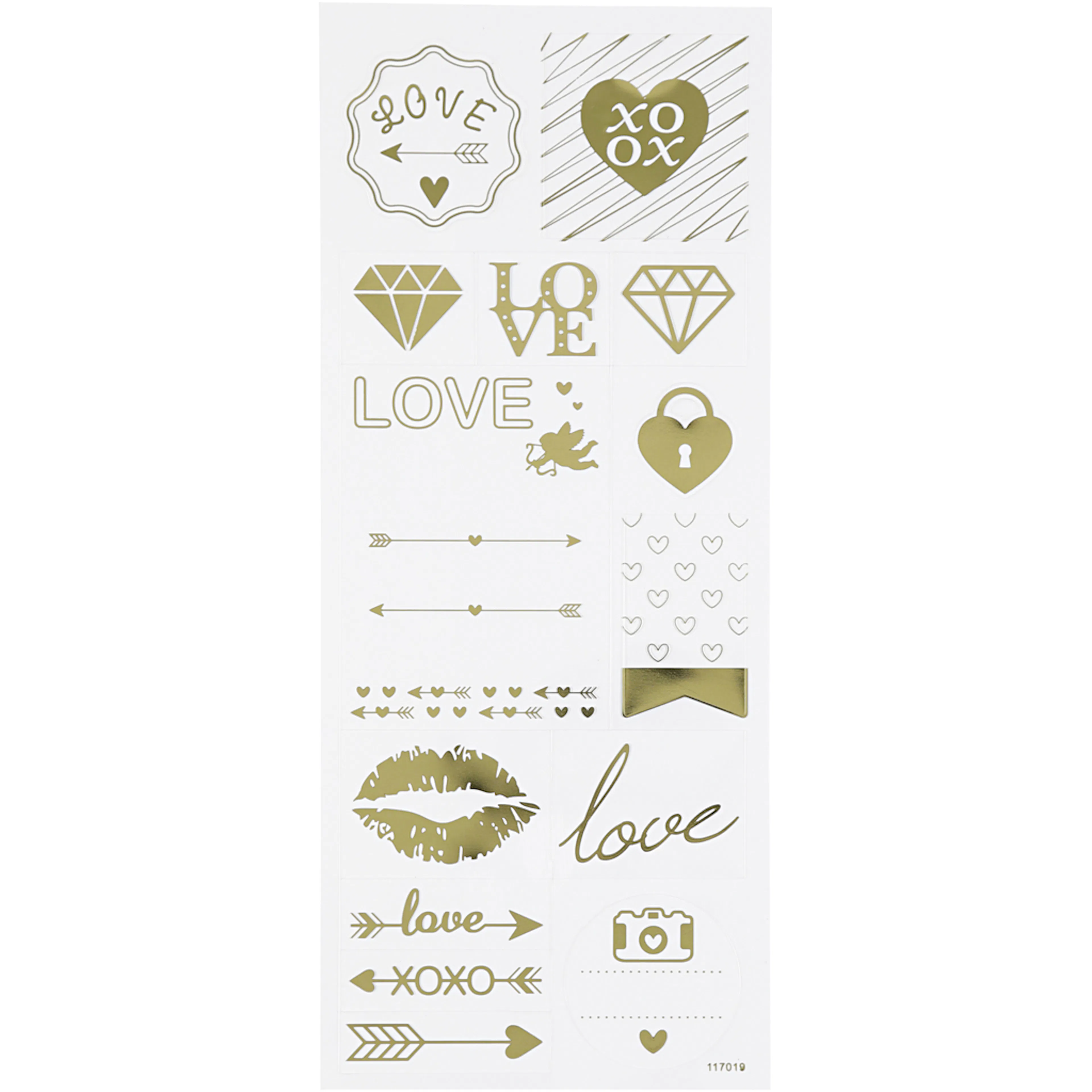 Klistremerker Creativ Company Love 10x24 cm  Gull