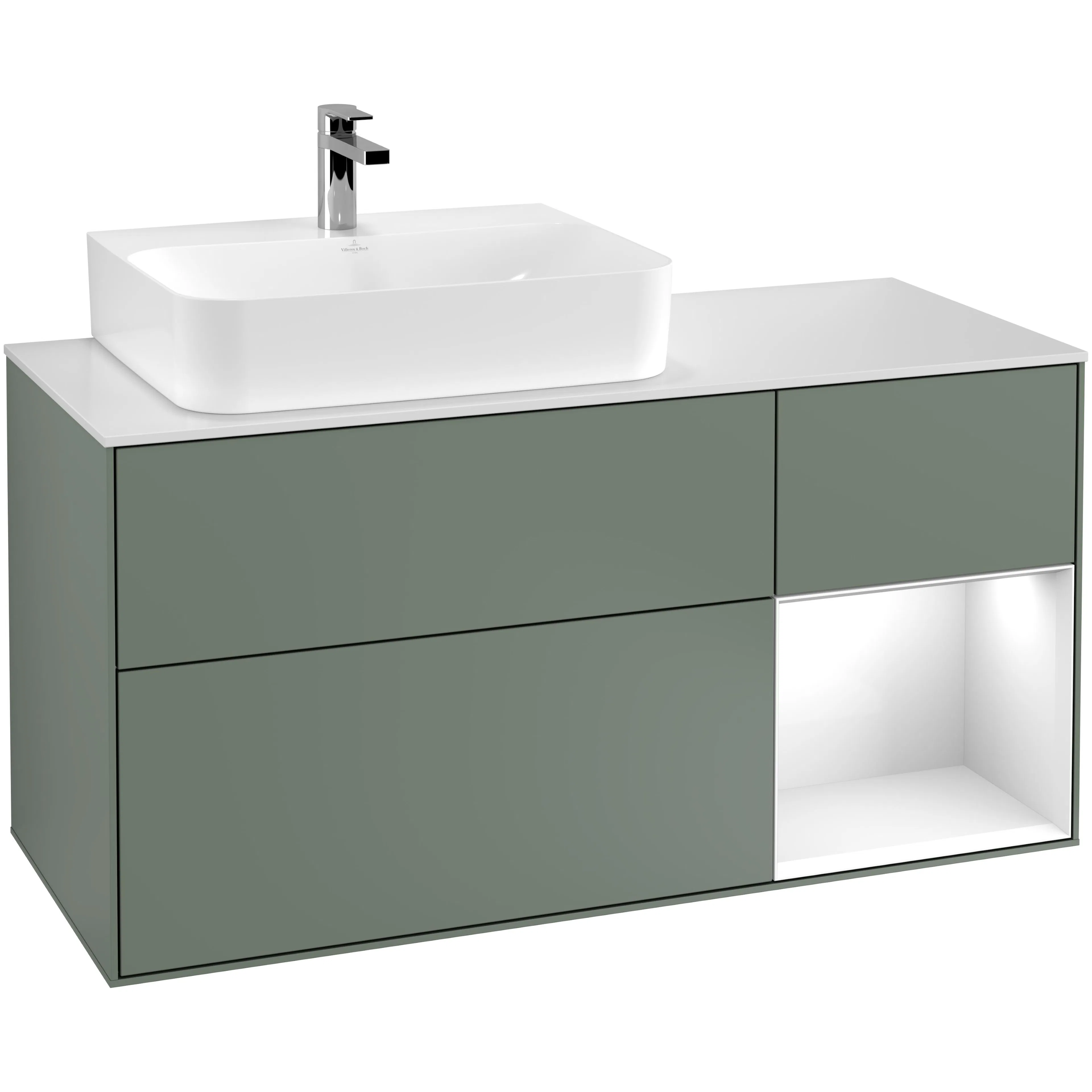 Tvättställsskåp Villeroy & Boch Finion med 3 Lådor Hylla och Bänkskiva för Ocentrerat Tvättställ