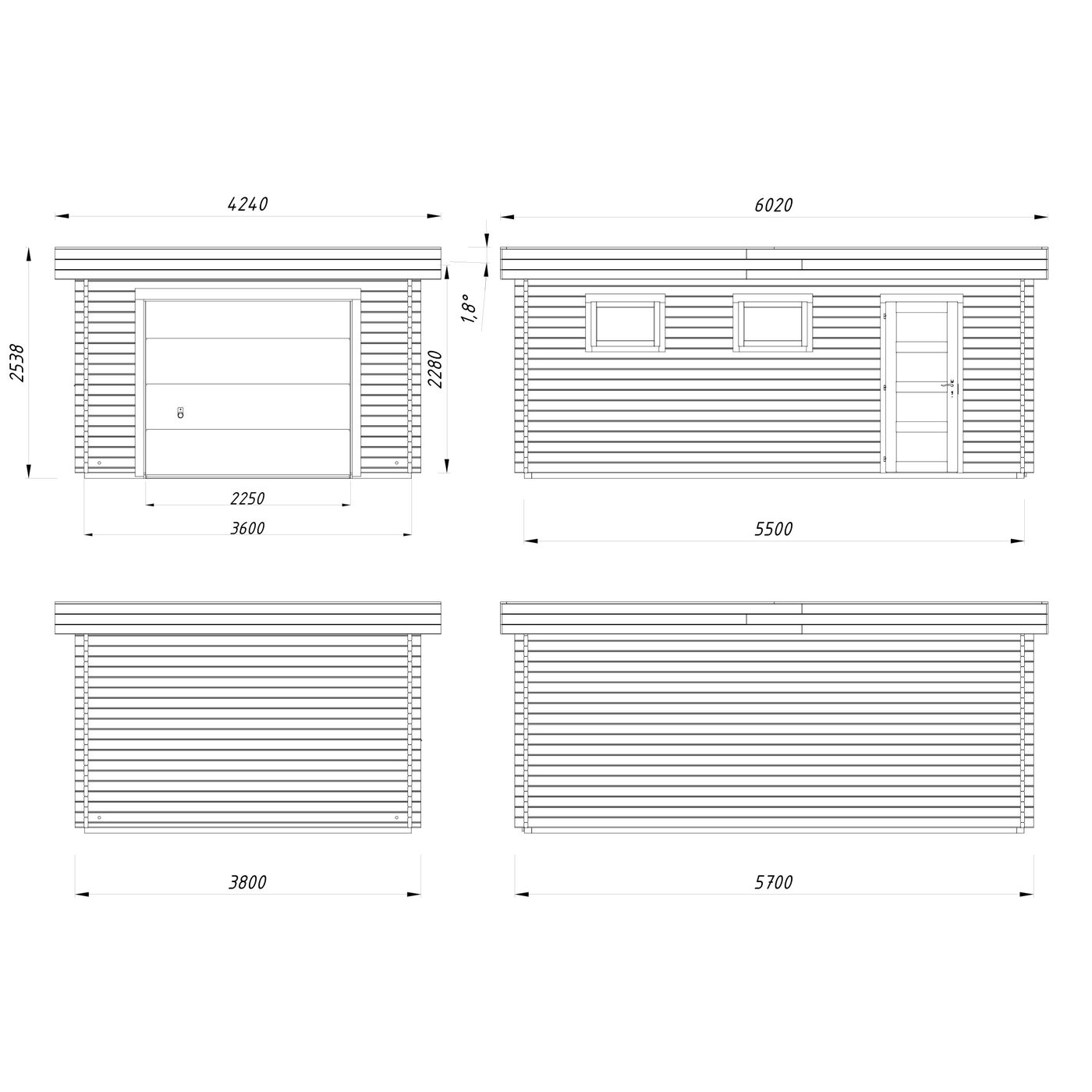 Garasje Palmako Rasmus 19 m2 med Leddport